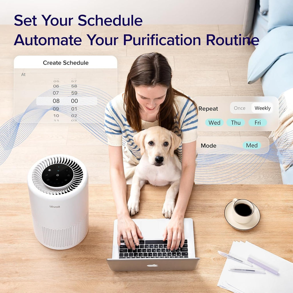 LEVOIT Air Purifiers for Bedroom Home Dorm, 3-in-1 Filter Cleaner with Fragrance Sponge for Better Sleep, Filters Smoke, Allergies, Pet Dander, Odor, Dust, Office, Desktop, Core Mini-P, White