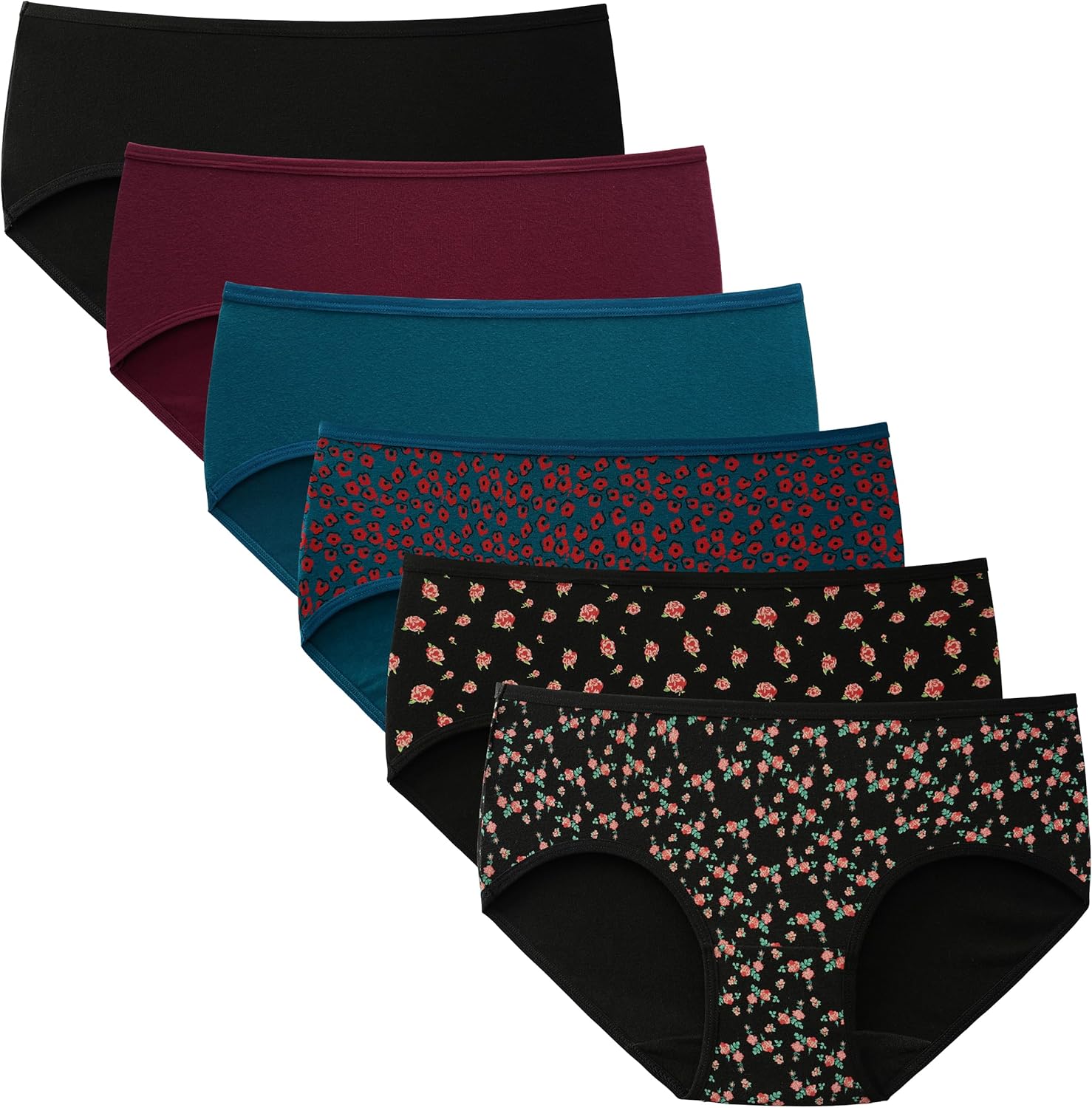 INNERSY Womens Underwear Cotton Hipster Panties Regular & Plus Size 6-Pack