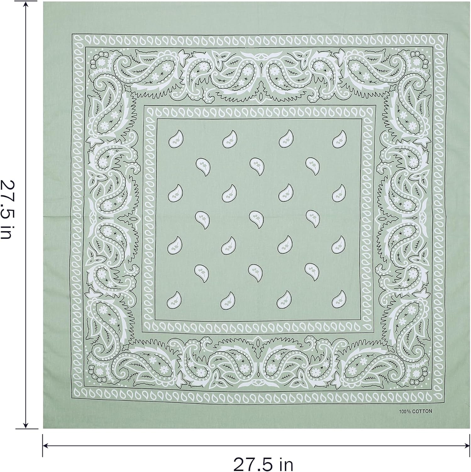 100% Cotton 27" x 27" Large Bandanas for Men & Women, Multi-Purpose Bandana Headbands, Square Head Scarf