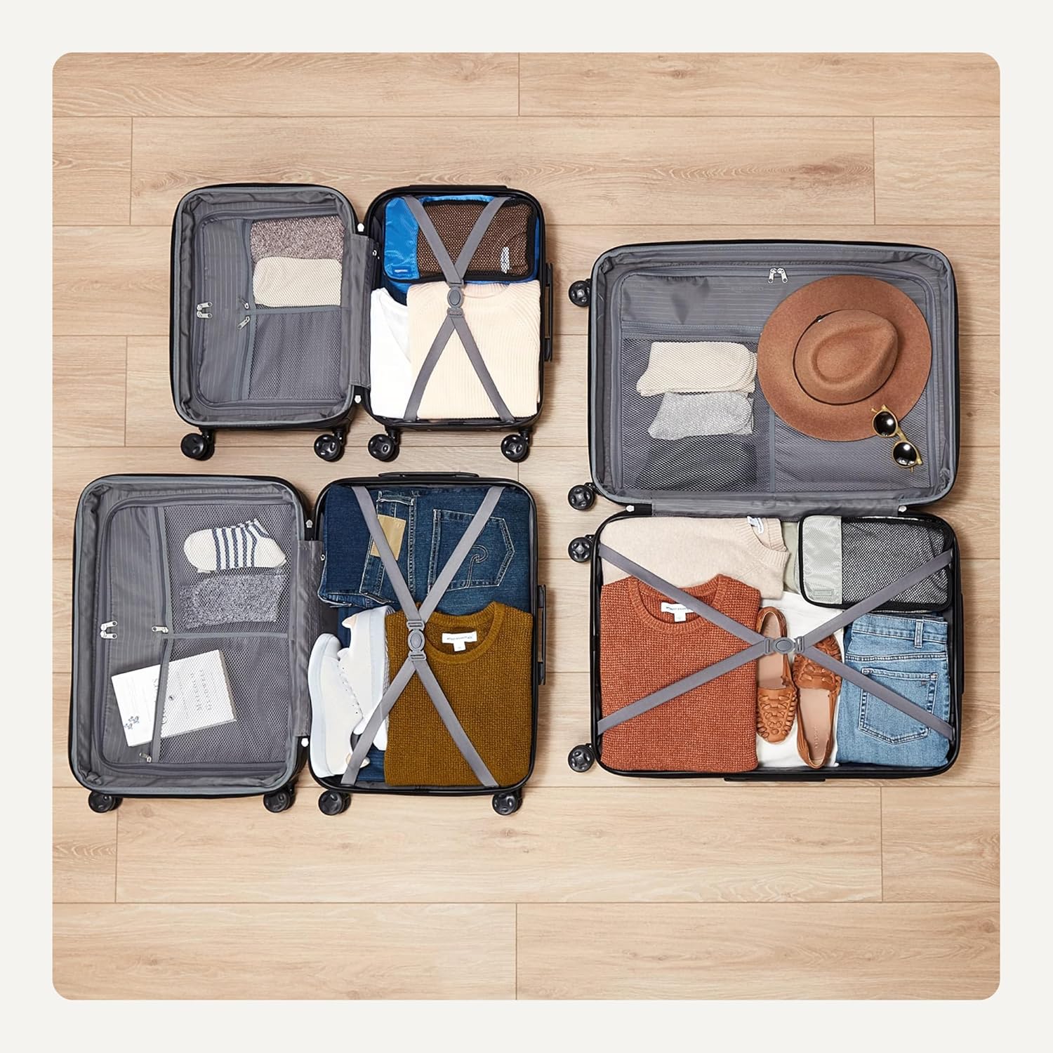 Basics 21" Hardside Carry-On Luggage, Hardshell Suitcase With Wheels, Expandable For Up to 25% More Space, With Scratch-Resistant Surface, Four Multi-directional Wheels, Black