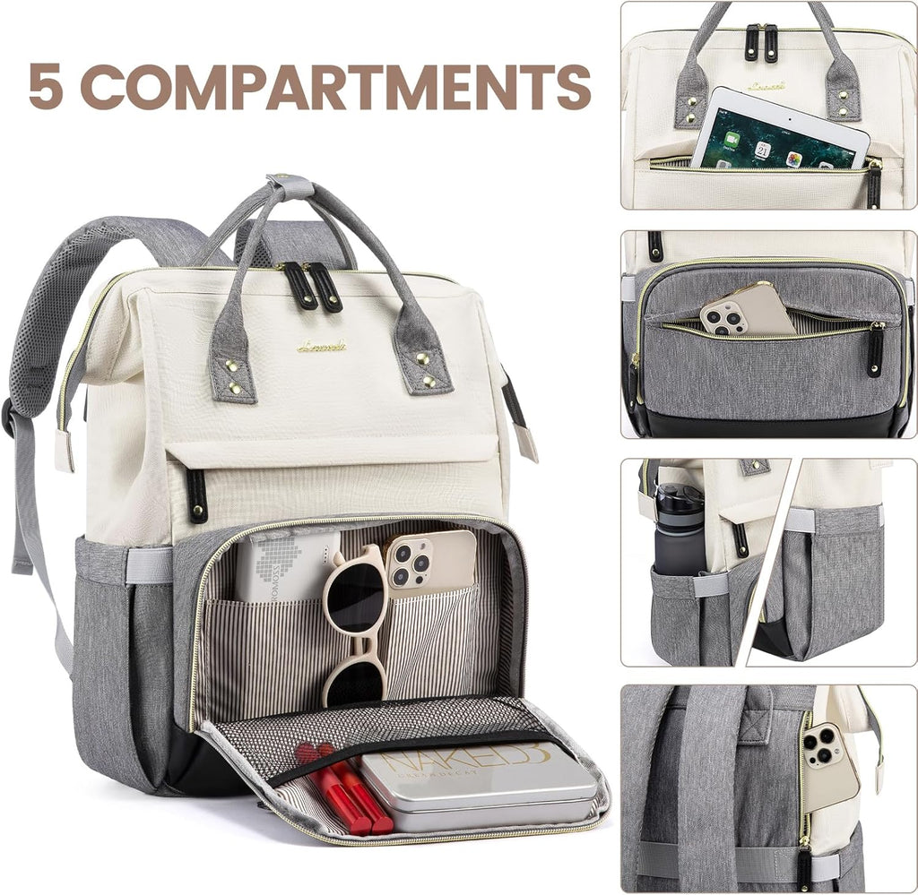 LOVEVOOK Laptop Backpack for Women, 15.6 Inch Work Business Backpacks Purse With Large Capacity, Waterproof Nurse Bag College Bookbag for School, Waterproof Casual Daypack for Travel