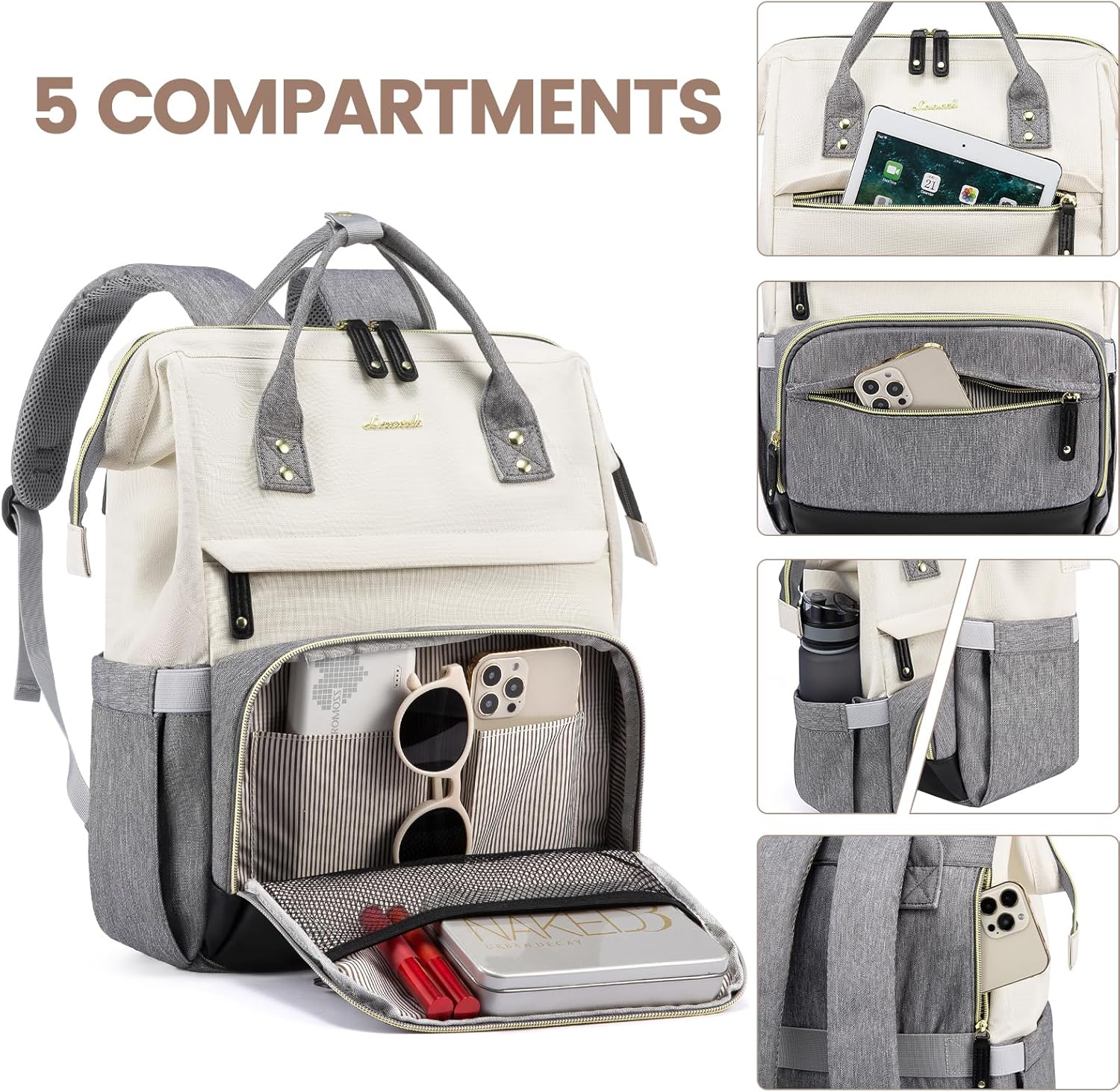 LOVEVOOK Laptop Backpack for Women, 15.6 Inch Work Business Backpacks Purse With Large Capacity, Waterproof Nurse Bag College Bookbag for School, Waterproof Casual Daypack for Travel