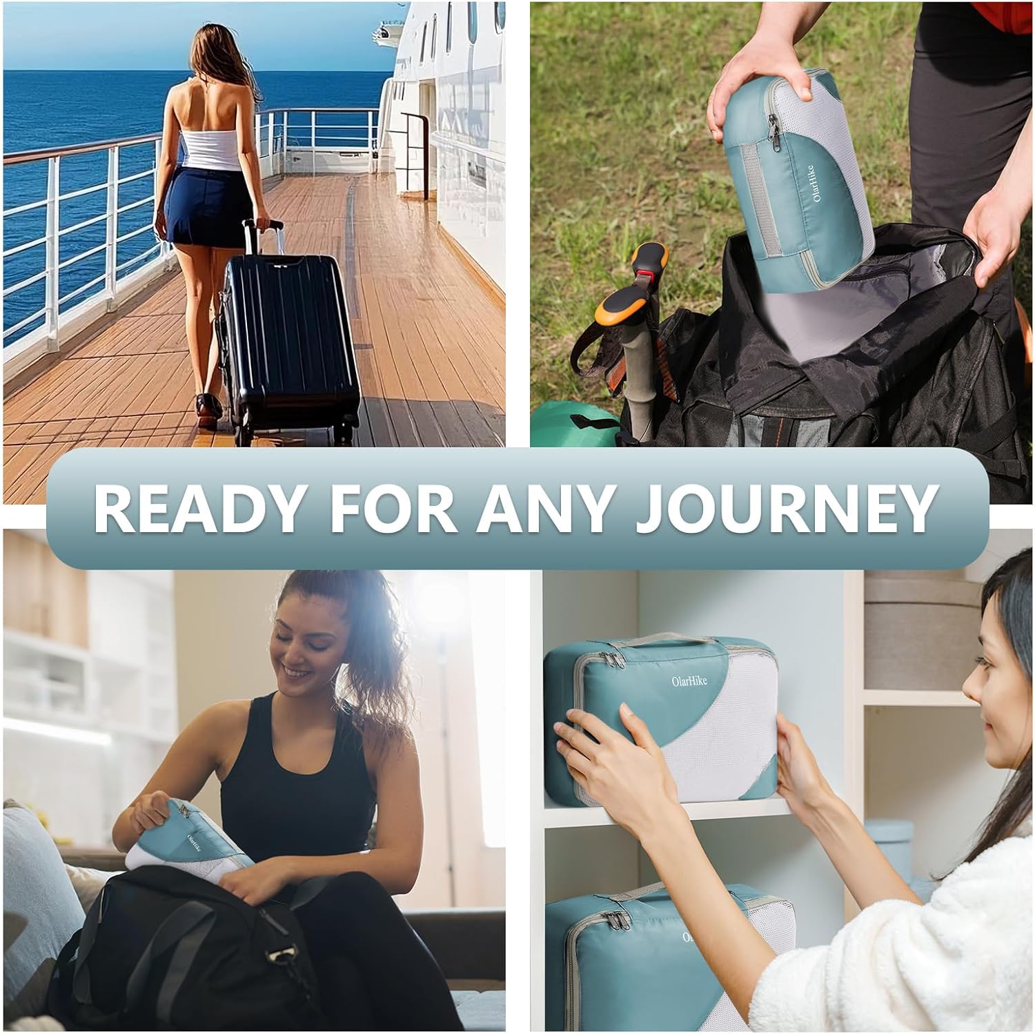 10 Set/8 Set Packing Cubes for Travel, Gifts for Women Mom,Anti-Tearing Suitcase Organizer for Luggage with Shoe & Hanging Toiletry Bag,OlarHike Vacation Essentials & Accessories for Cruise Ship,Cream