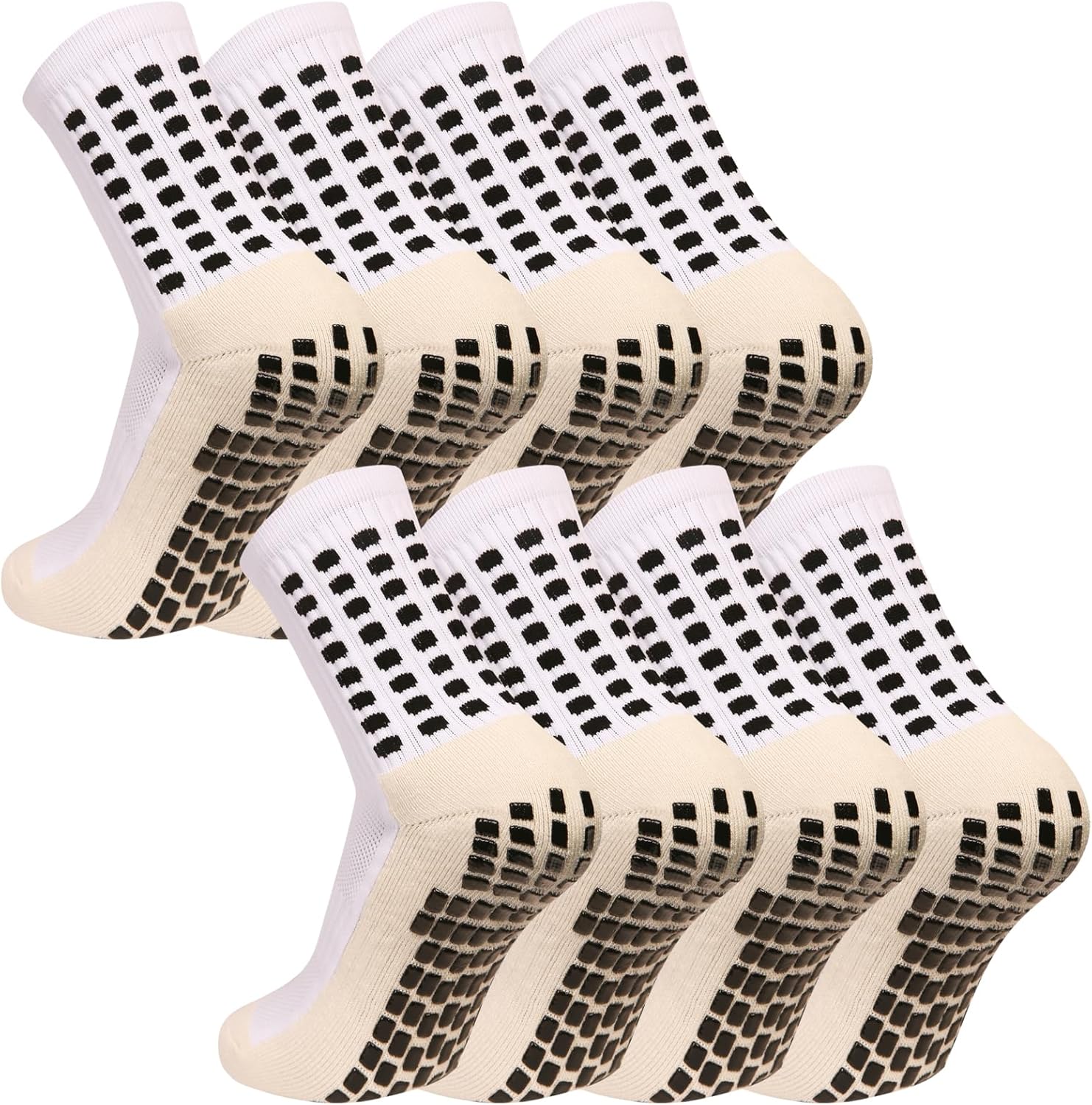 Men's Grip Soccer Socks Anti Slip Athletic Socks Non Slip Football Basketball Socks with Grip Pads2/4/6