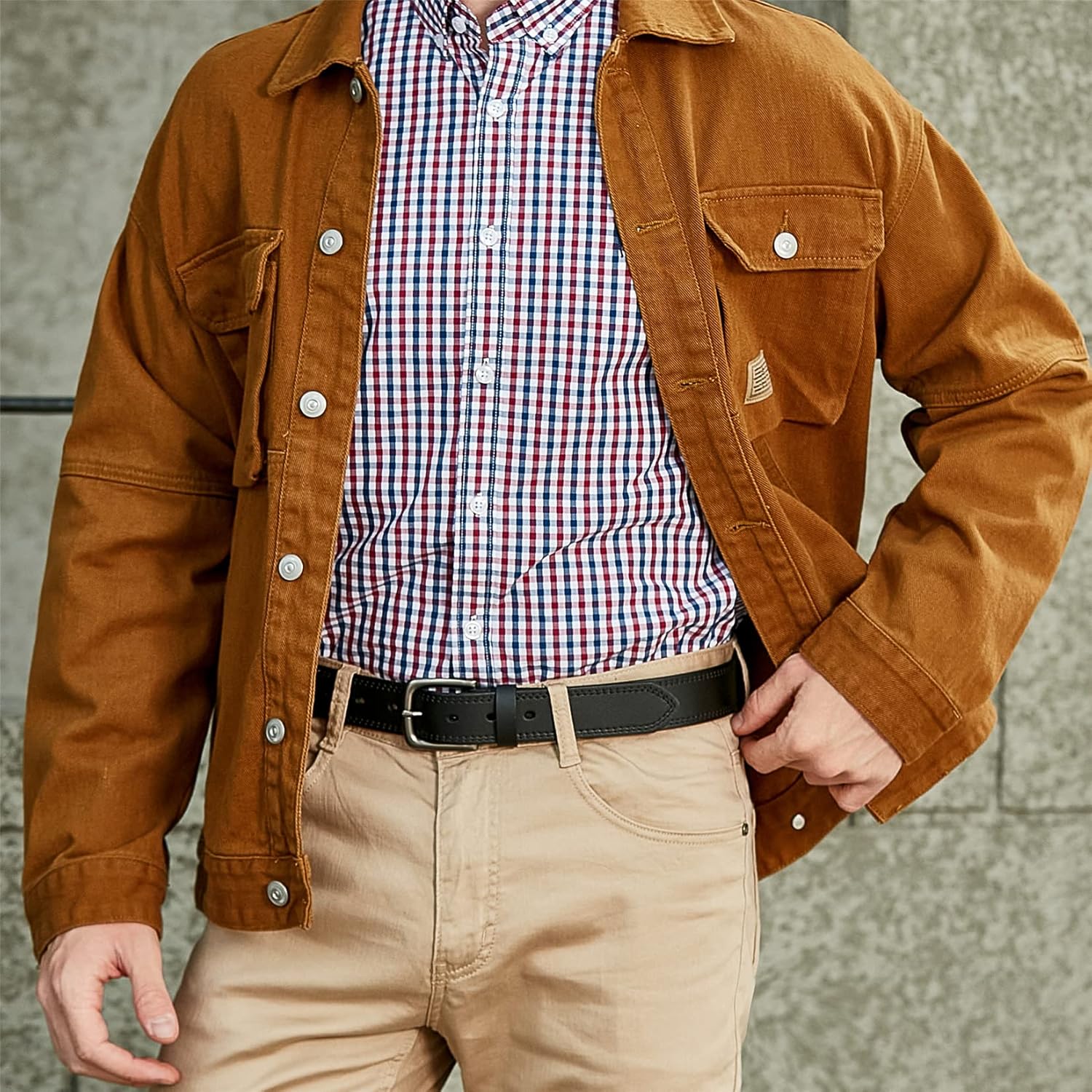 VATAN Men's Genuine Leather Casual Every Day Jeans Belts, Handmade Men Leather Belt with Gift Box