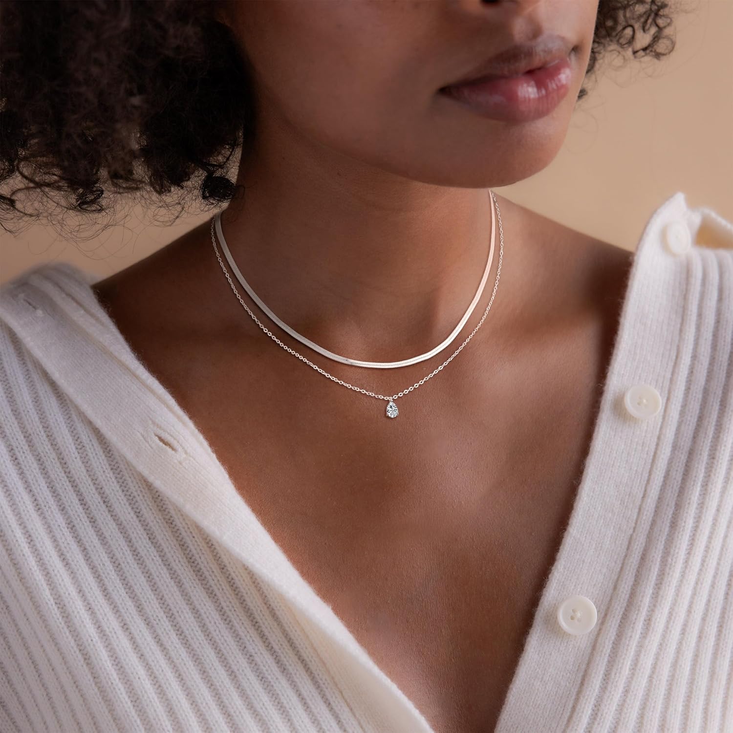 Moodear Gold Necklace for Women Dainty Chunky 14K Gold Plated/Sliver Plated Chain Necklace Cuban Link Paperclip Chain Choker Toggle Clasp Layered Necklace for Women Trendy Fashion Gift