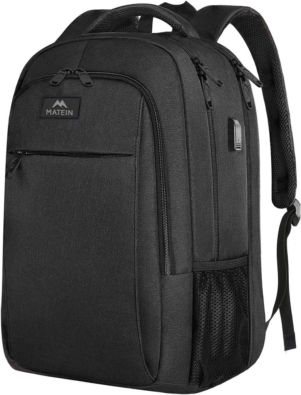 MATEIN Travel Laptop Backpack, Business Anti Theft Slim Sturdy Laptops Backpack with USB Charging Port, Water Resistant College School Computer Bag Gift for Men & Women Fits 15.6 Inch Notebook, Grey