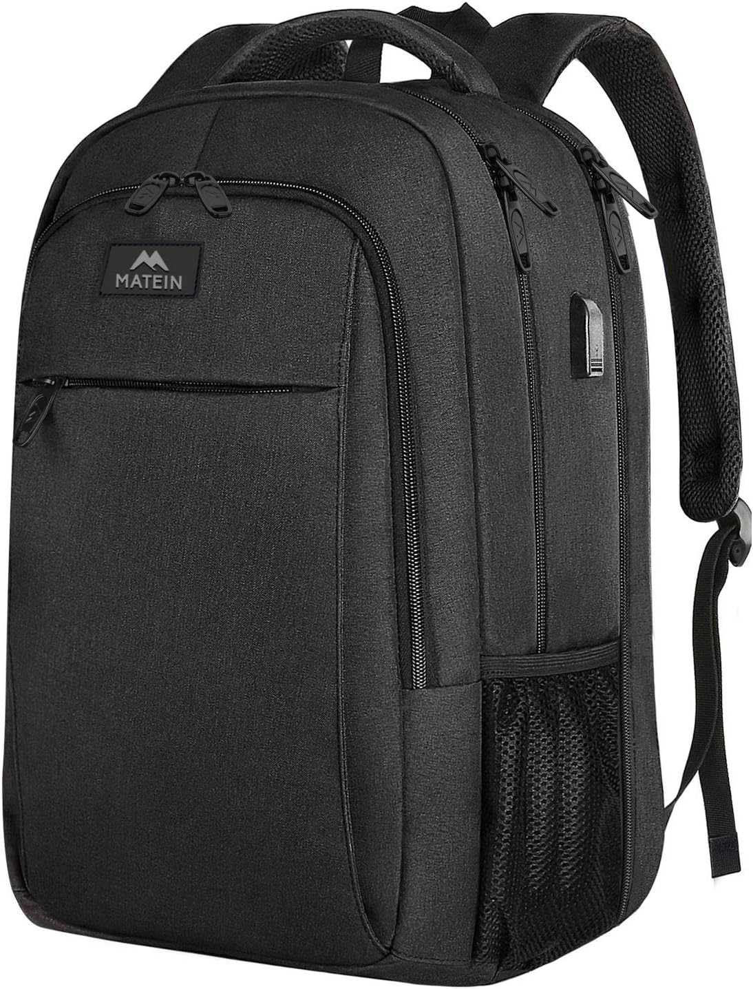 MATEIN Travel Laptop Backpack, Business Anti Theft Slim Sturdy Laptops Backpack with USB Charging Port, Water Resistant College School Computer Bag Gift for Men & Women Fits 15.6 Inch Notebook, Grey