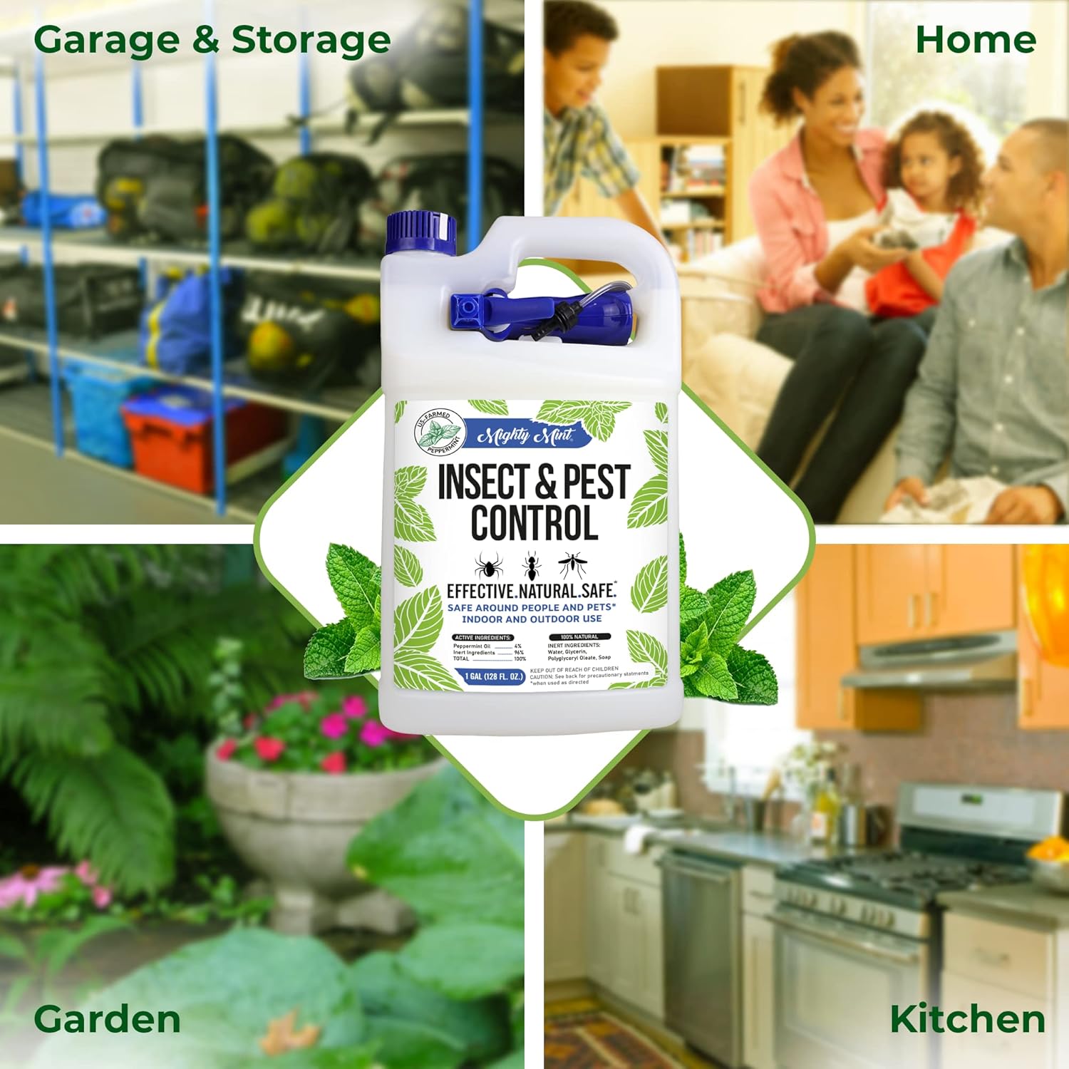 Mighty Mint Peppermint Oil Insect Repellent Spray – Natural Indoor & Outdoor Bug Control for Spiders, Ants, Roaches, and More – Plant-Based, Extra-Strong Formula - 16 oz