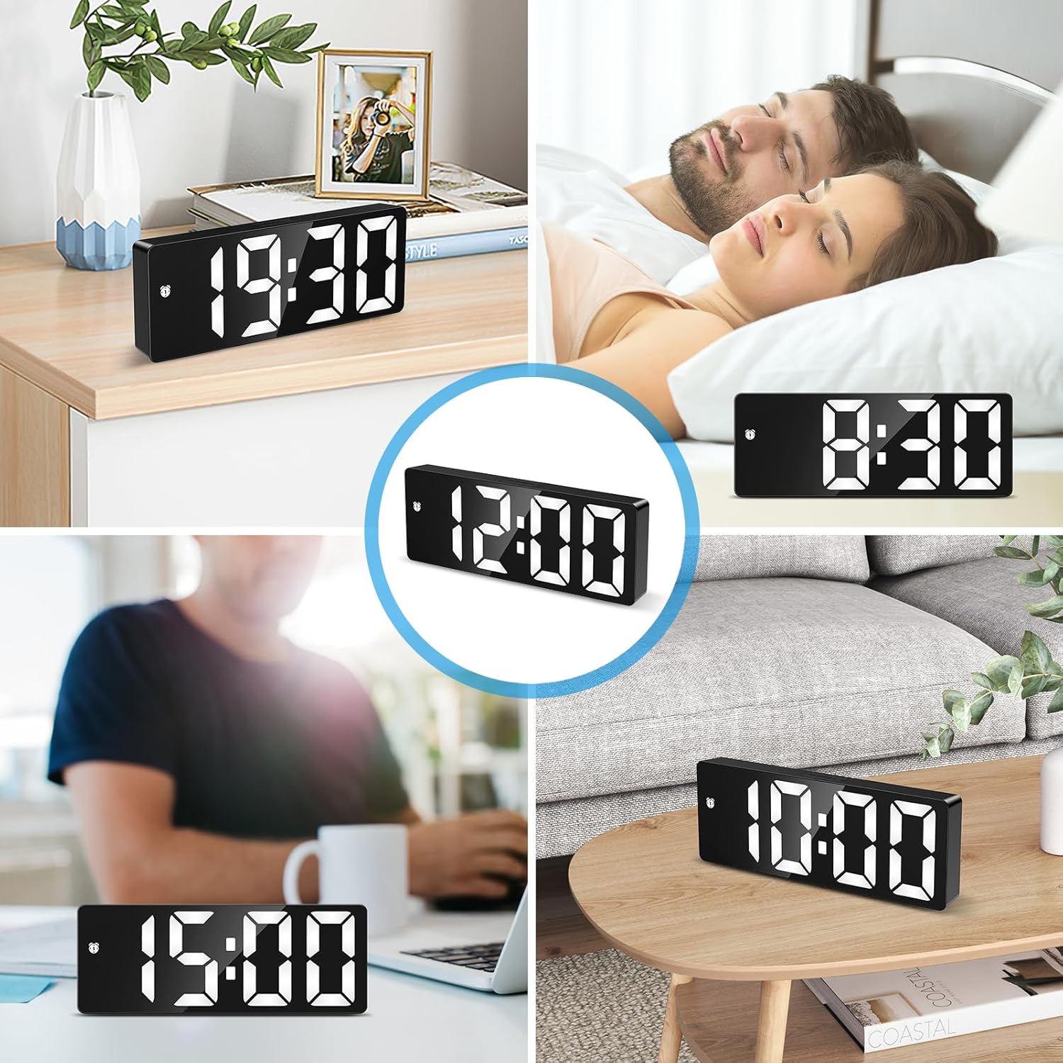 AMIR Digital Alarm Clock, [Upgraded Version] LED Clock for Bedroom, Electronic Desktop Clock with Type-C Port,Adjustable Brightness,DST,Snooze,12/24H Display for Home,Office