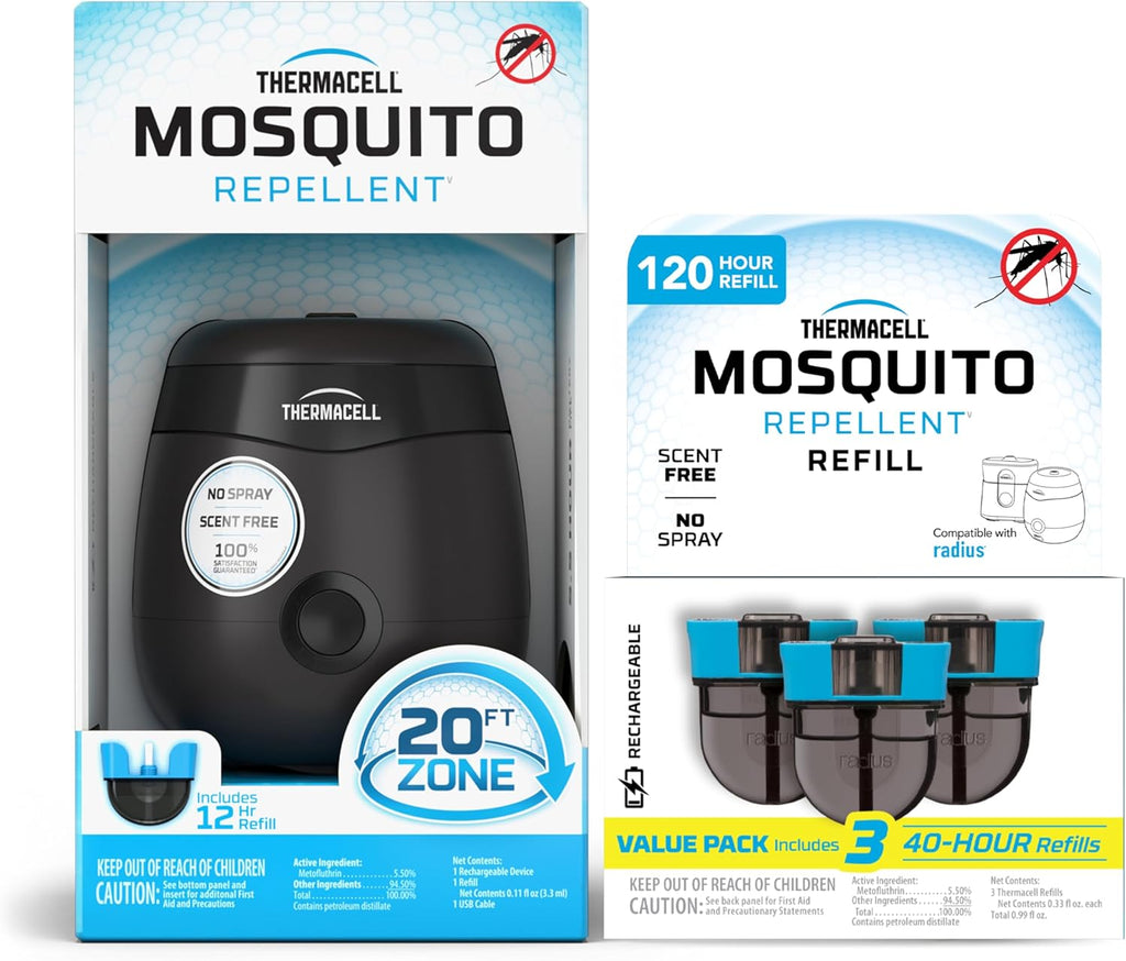 Thermacell Rechargeable Mosquito Repeller Refills; Advanced Repellent Formula Provides 20 Foot Protection Zone; Compatible with Thermacell E-Series & Radius Only; No DEET, Spray or Flame