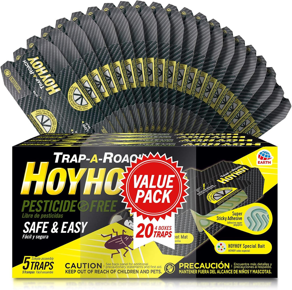 HOY HOY Trap A Roach - 10 Traps [2 Pack] Baited Glue Traps, Great for Home with Kids & Pets Indoor, Sticky Pest Control Trap, Roach Killer, Made in Japan