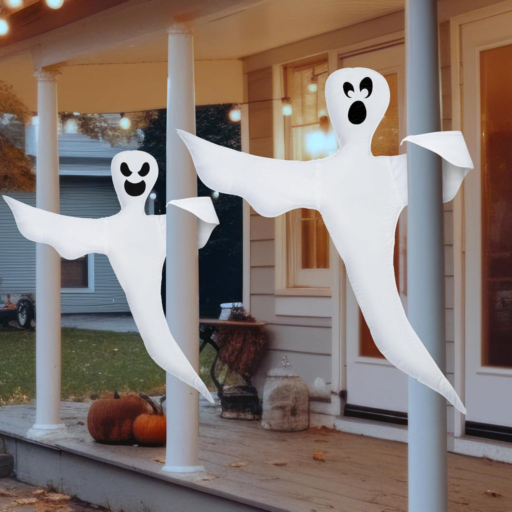 JOYIN 2 Pcs 53" Halloween Decoration Outdoor, Halloween Bendable Hanging Ghost for Lawn, Tree, Pilar Decorations, Tree Wrap Ghost Party Supplies