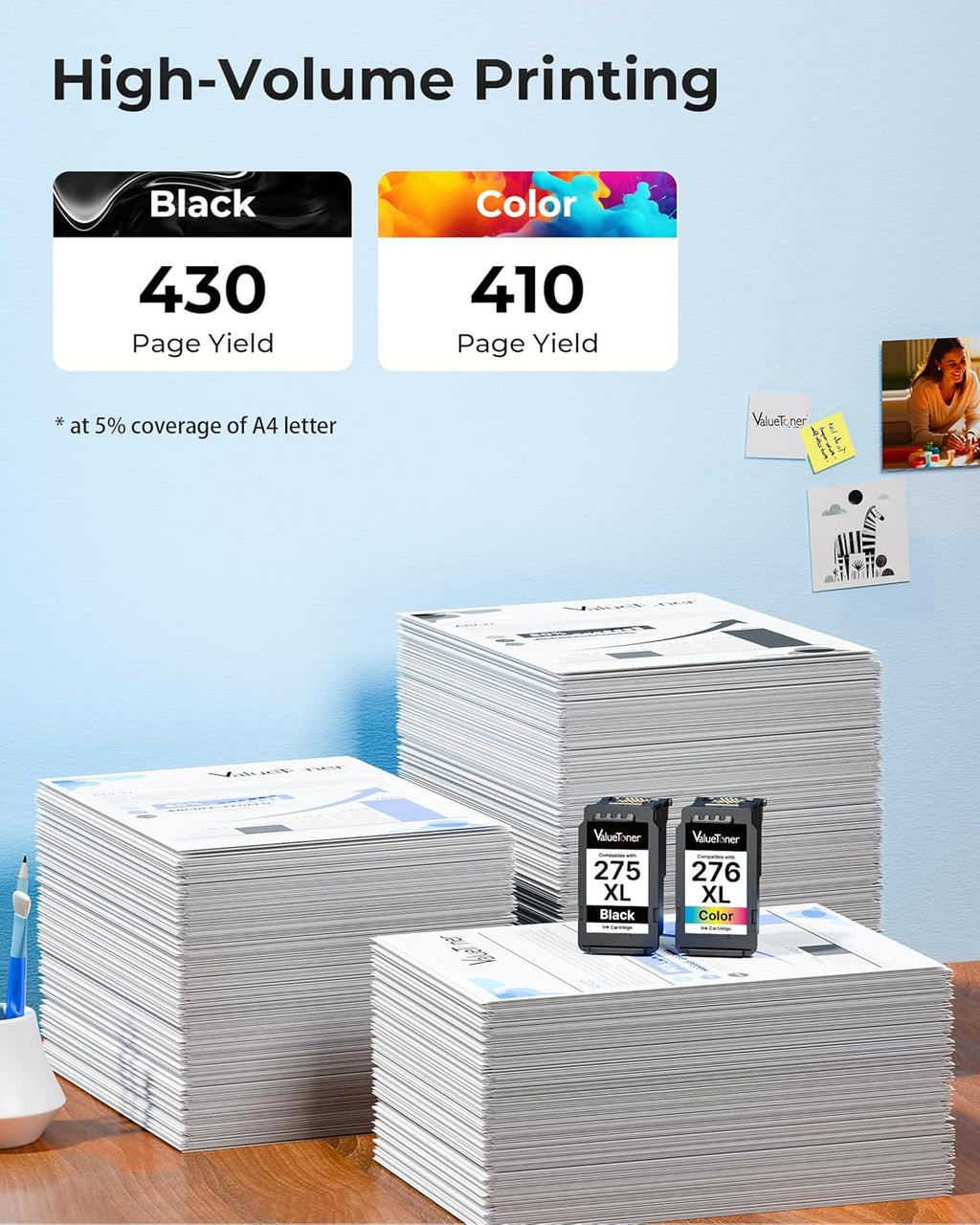 Valuetoner 245XL Ink Cartridge Replacement for Canon 245XL 246XL Combo Pack PG-245XL CL-246XL for Pixma TR4520 TR4527 MG2522 MG2520 MX490 MX492 TS202 TS302 TS3320 MG2920 Printer (Black, Color)