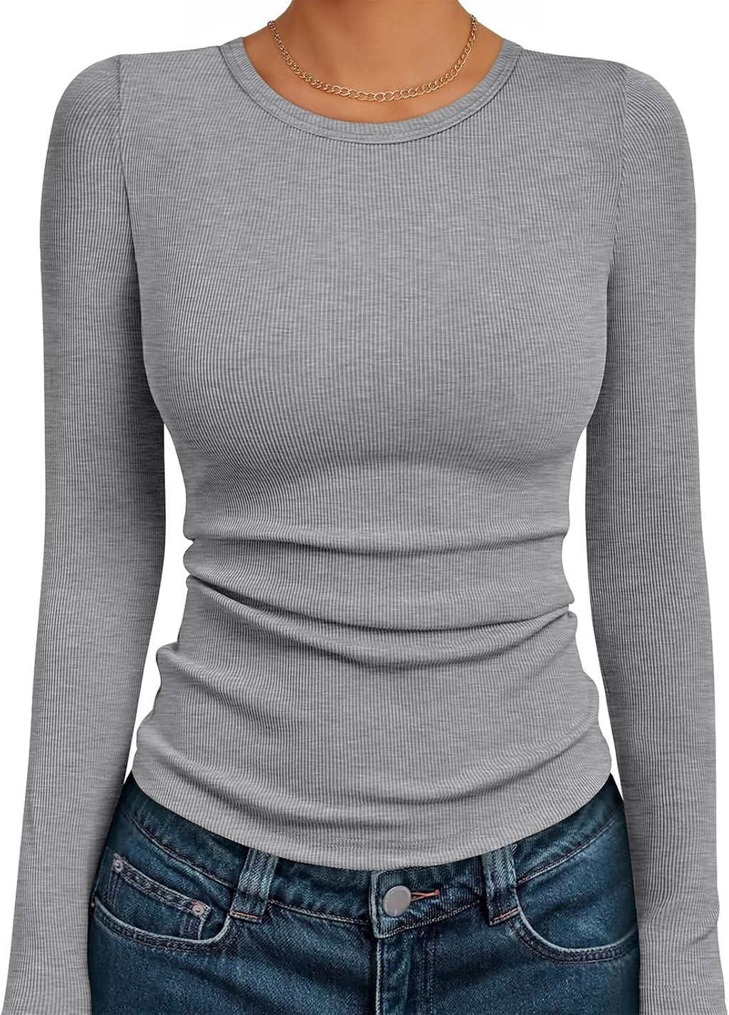 AUTOMET Long Sleeve Shirts Blouses Fall Fashion Ribbed Basic Tops Winter Clothes