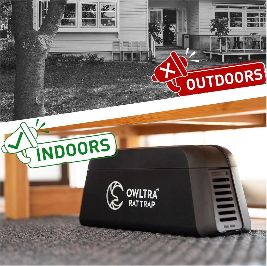 OWLTRA OW-2 Indoor Electric Mouse Trap 2 PCS, Instant Kill Rodent Zapper with Pet Safe Trigger, Black