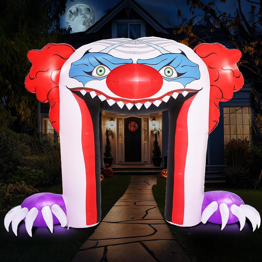ZPISF Giant 10 FT Halloween Inflatables Clown Archway Outdoor Decorations, Scary Halloween Arch Blow Up Yard Decorations for Front Yard Lawn Garden Decor