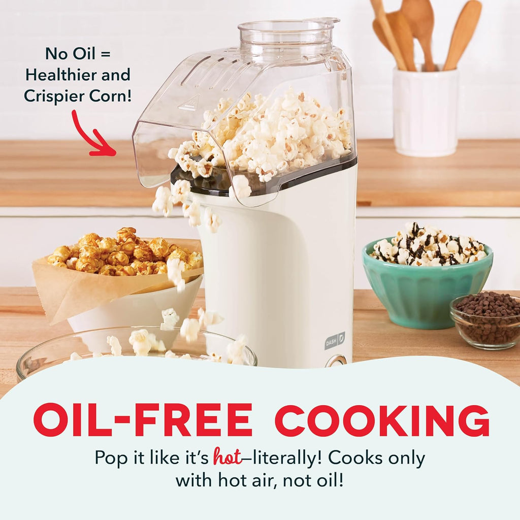 DASH Hot Air Popcorn Popper Maker with Measuring Cup to Portion Popping Corn Kernels + Melt Butter, 16 Cups - Aqua