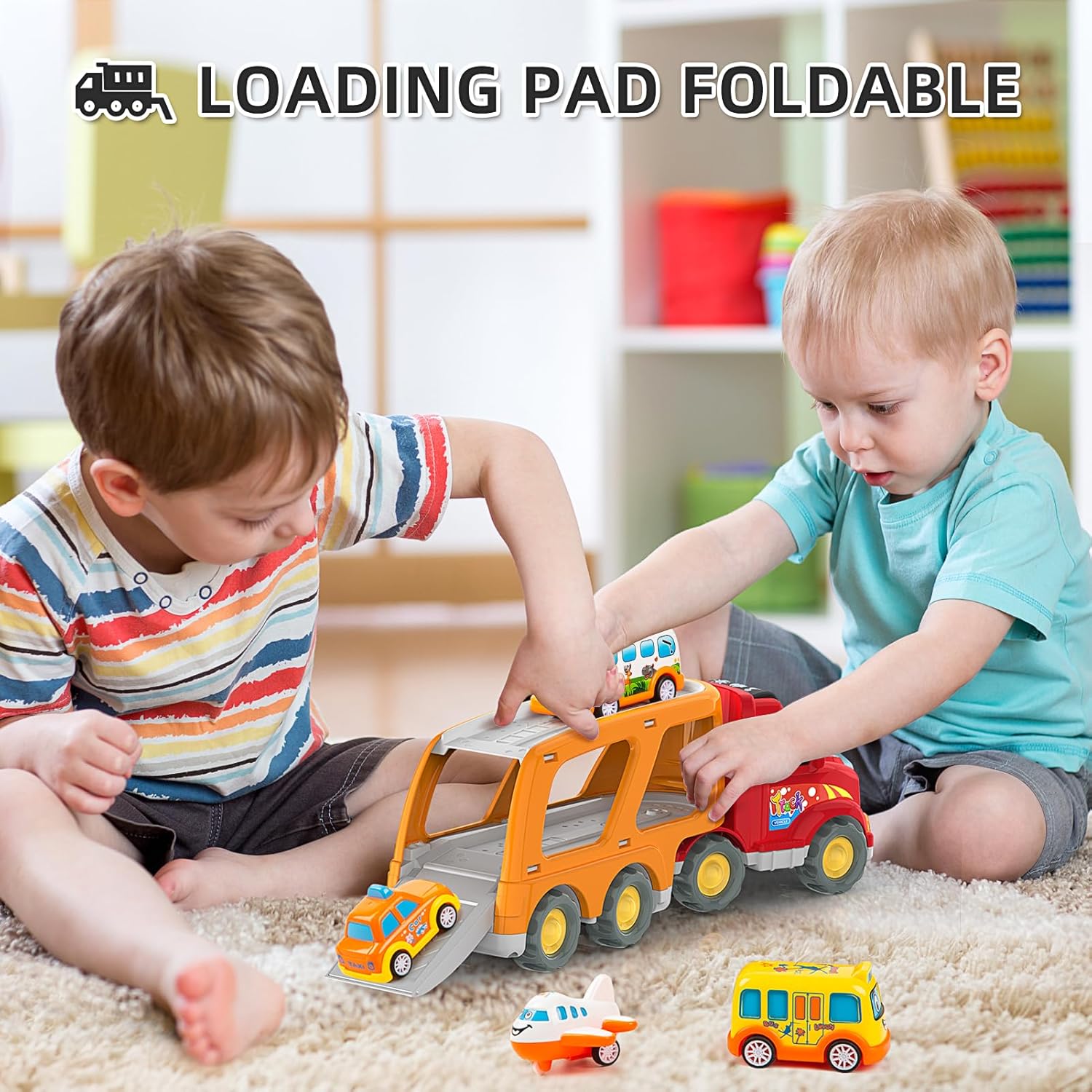 Veslier Construction Truck Toys for Boys Girls Age 1 2 3 4 5 6 Years Old，Carrier Transport Trucks for Kids 1-3 3-5 Year Old，Christmas Birthday Gift Toddler Toys.