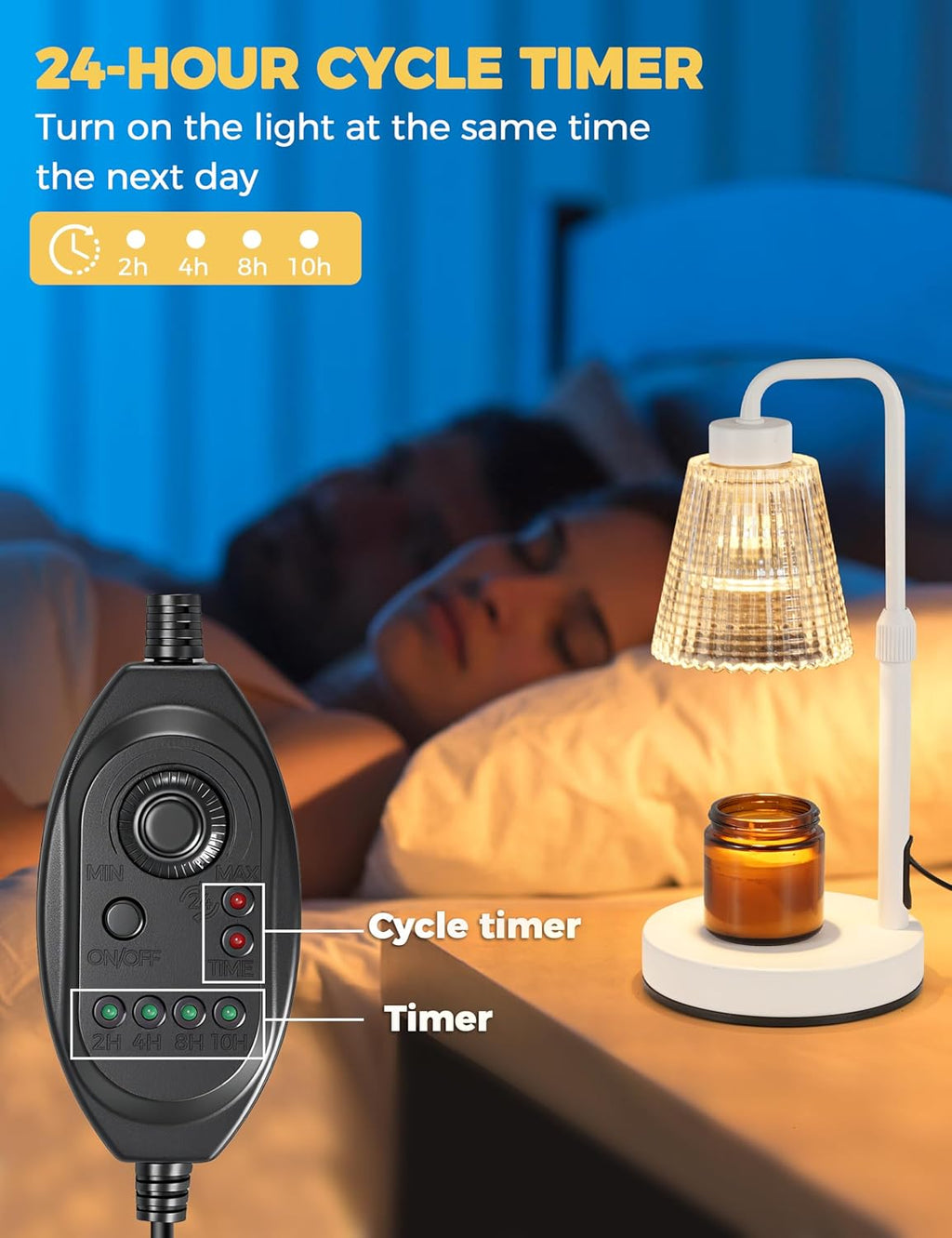 Candle Warmer Lamp with Timer Dimmable, Birthday Gifts for Women Mom, House Warming Gifts New Home Decor, Wax Melt Warmer for Jar Candles with 2 Bulbs