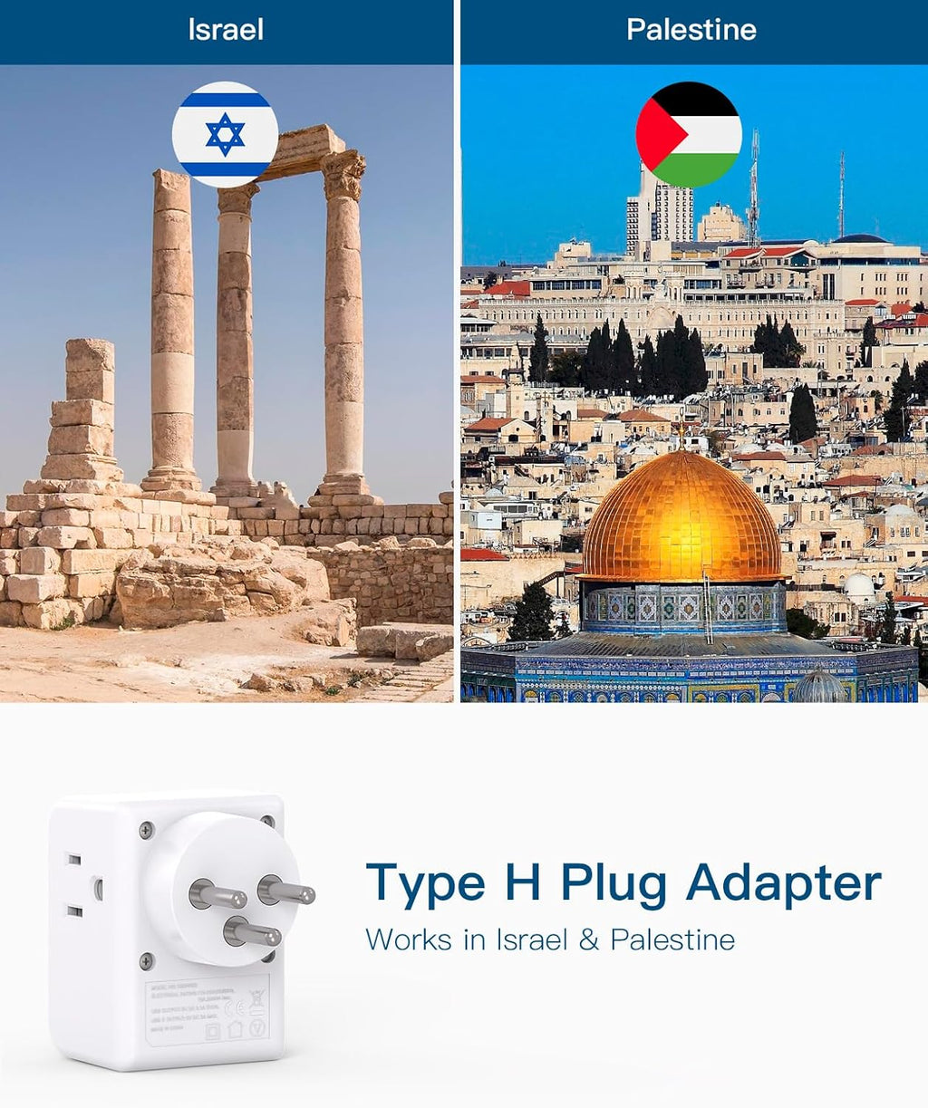 2 Pack European Travel Plug Adapter, International Power Plug Adapter with 3 Outlets 3 USB Charging Ports(1 USB C), Type C Plug Adapter Travel Essentials to Most Europe EU Spain Italy France Germany