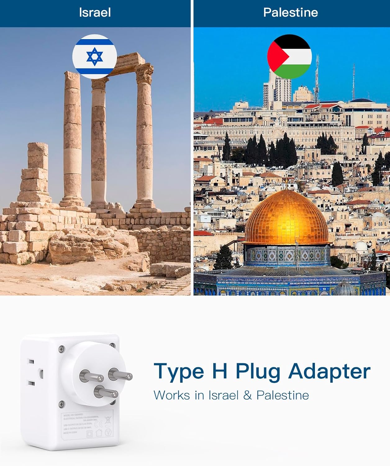 2 Pack European Travel Plug Adapter, International Power Plug Adapter with 3 Outlets 3 USB Charging Ports(1 USB C), Type C Plug Adapter Travel Essentials to Most Europe EU Spain Italy France Germany