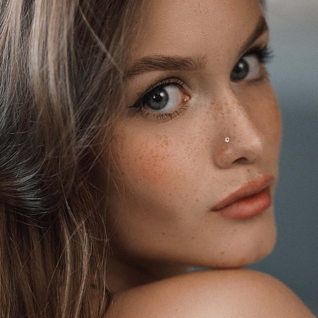 Jstyle Hypoallergenic Nose Rings 18G 20G Surgical Stainless Steel Nose Rings Studs Cubic Zirconia Nose Ring Labret Nose Piercing Jewelry for Women Men 1.5mm 2mm 2.5mm 3mm