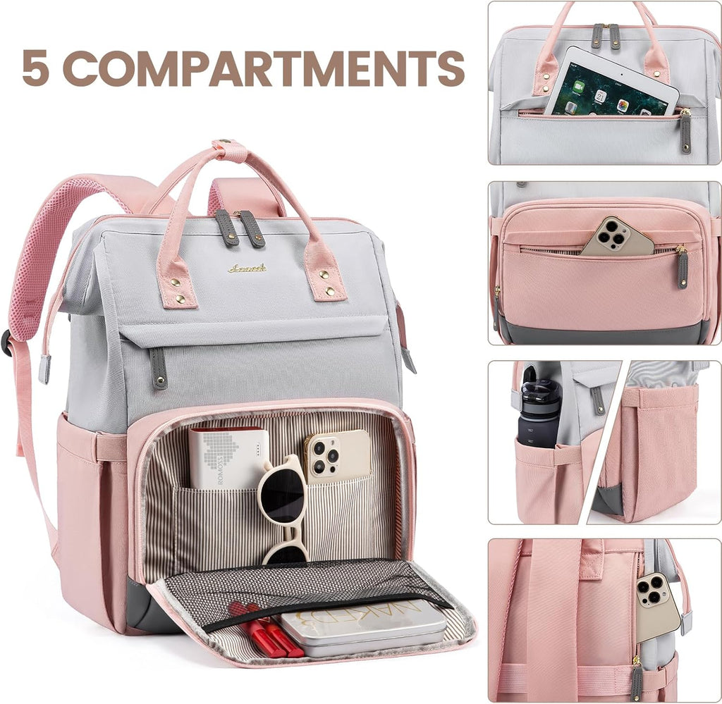 LOVEVOOK Laptop Backpack for Women, 15.6 Inch Work Business Backpacks Purse With Large Capacity, Waterproof Nurse Bag College Bookbag for School, Waterproof Casual Daypack for Travel