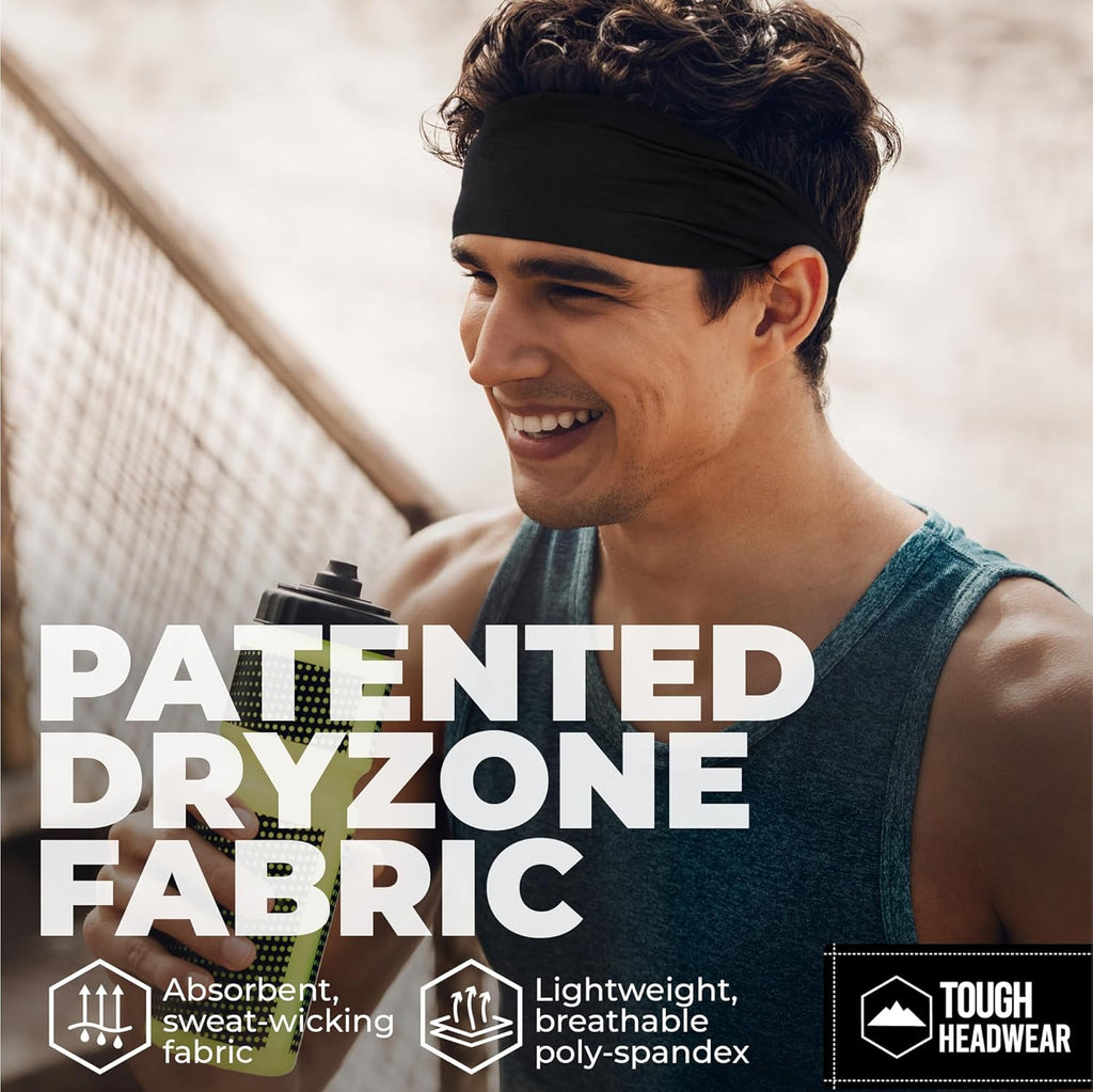 Tough Outfitters Headband for Men - Mens Headbands - Working Out Sports Performance Head Bands - Athletic Cycling Running Sweat Band, Football Headbands - Sweat Bands Men/Women