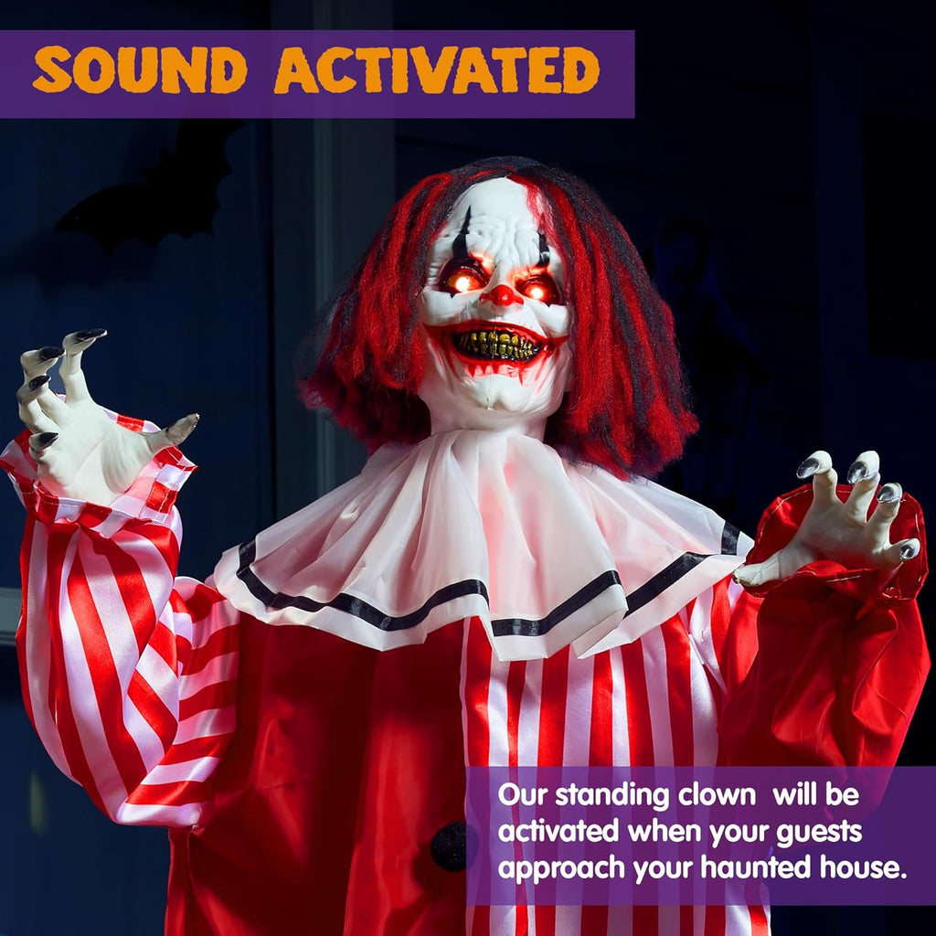 JOYIN 67" Halloween Decorations Outdoor Life Size Animatronics Grim Reaper with Chain, Sound-Actived Party Decor with Creepy Sound, Scary Haunted House Props for Garden Yard Lawn