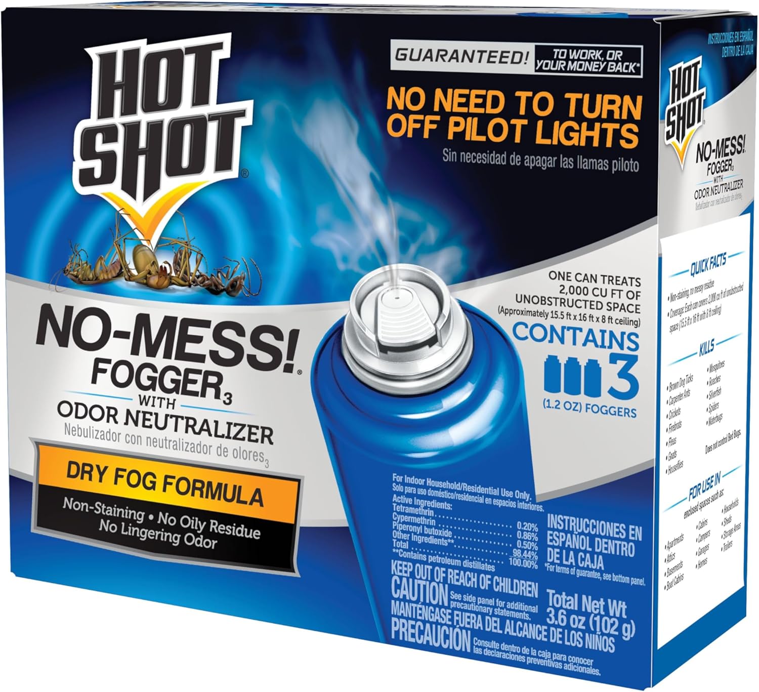 Hot Shot Fogger With Odor Neutralizer 6 Count-2 Ounce Cans (2 Pack), Controls Heavy Insect Infestations