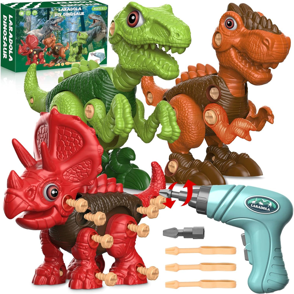 Laradola Dinosaur Toys for 3 4 5 6 7 8 Year Old Boys, Take Apart Dinosaur Toys for Kids 3-5 5-7 STEM Construction Building Kids Toy with Electric Drill, Party Christmas Birthday Gifts Boys Girls