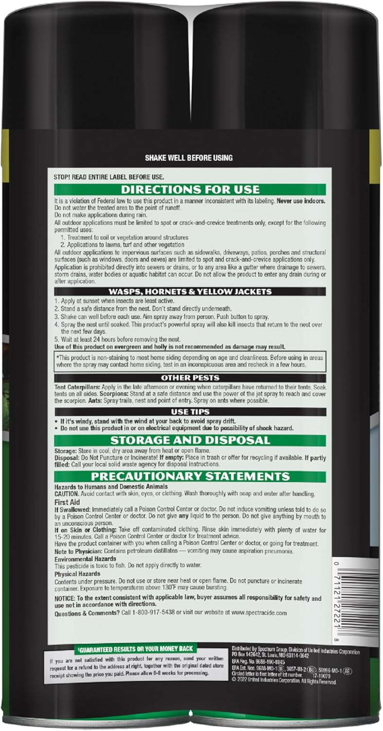 Spectracide Wasp, Hornet & Yellowjacket Trap, Hanging Wasp & Hornet Trap with a Quick-Drown Formula That Submerges & Kills Insects, 1 Count