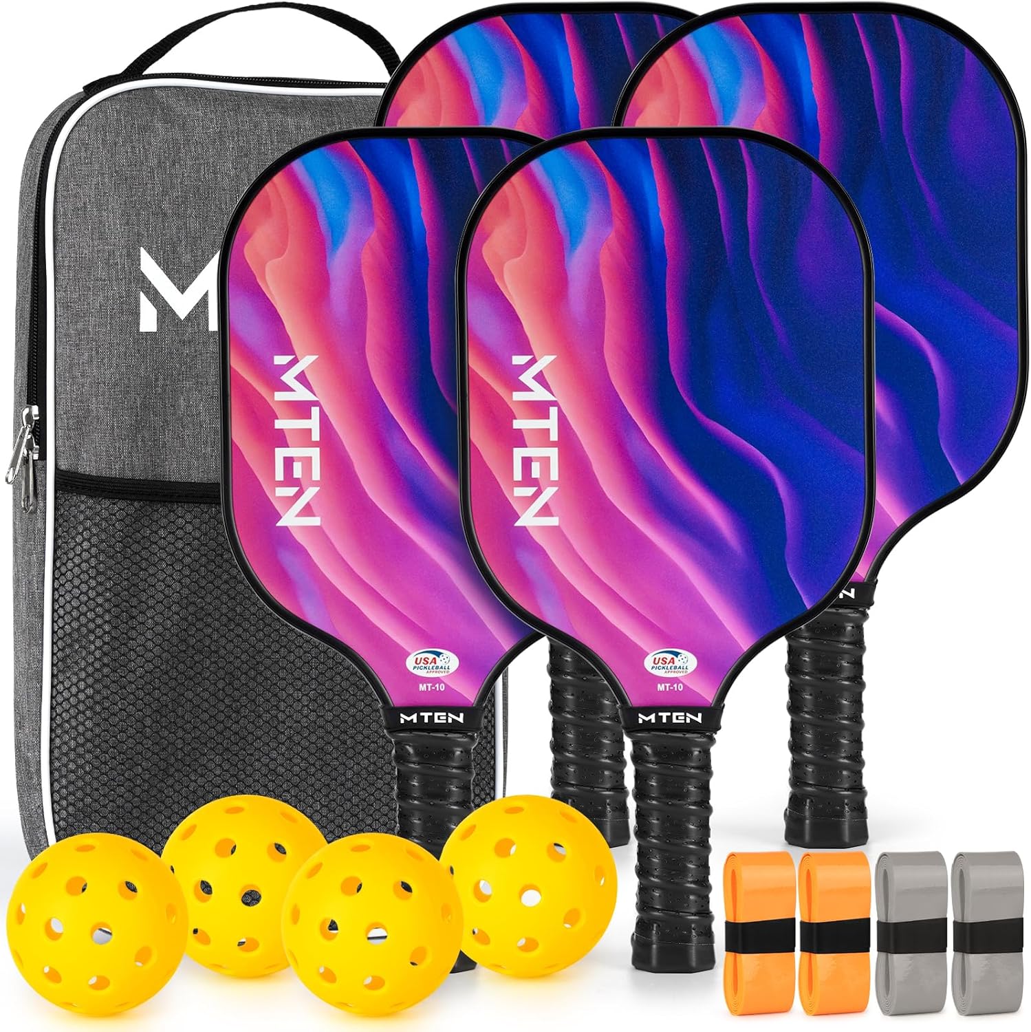 Pickleball Paddles, USAPA Approved Fiberglass Surface Pickleball Set with Pickleball Rackets, Pickleball Paddles Set for Men Women