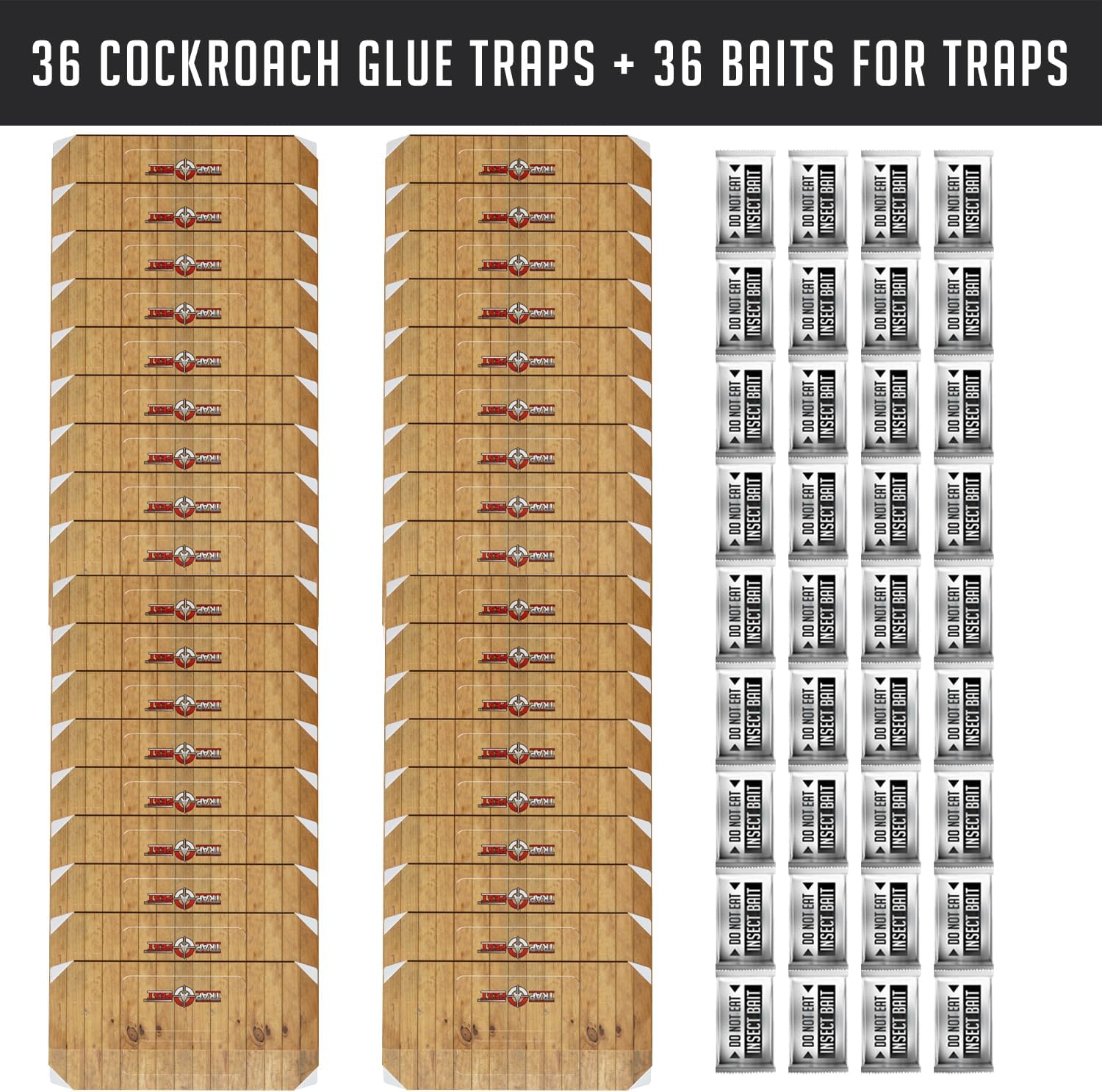 Roach Traps Indoor Sticky (18 Pack) - Glue Traps for Roaches Bug Traps with Roach Bait Traps - Long Lasting Non-Toxic Children and Pet Friendly - Trap a Pest