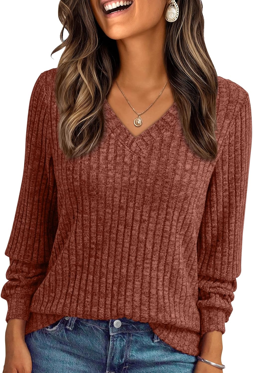 AUTOMET Womens V Neck Long Sleeve Shirt Fall Fashion Tops Tunic Dressy Casual Sweater Clothes Cute Trendy Work Outfits 2025