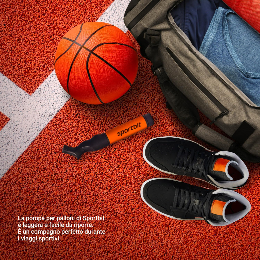 SPORTBIT Ball Pump for Sports Balls - Push & Pull Inflating System - Hand Pump for All Exercise Balls - Volleyball Pump, Basketball Inflator, Football & Soccer Ball Air Pump - Goes with 5 Needles Set