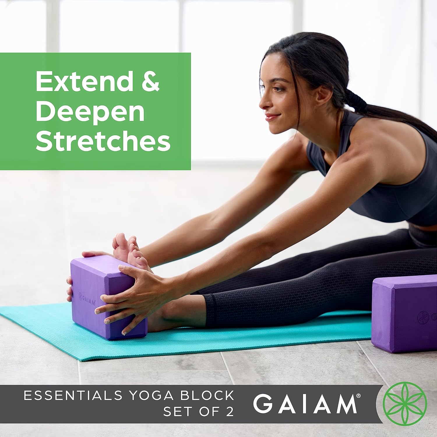Gaiam Yoga Block - Supportive Latex-Free Eva Foam - Soft Non-Slip Surface with Beveled Edges for Yoga, Pilates, Meditation - Yoga Accessories for Stability, Balance, Deepen Stretches
