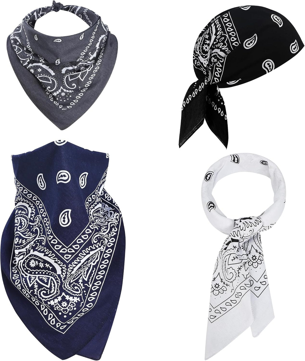 100% Cotton 27" x 27" Large Bandanas for Men & Women, Multi-Purpose Bandana Headbands, Square Head Scarf