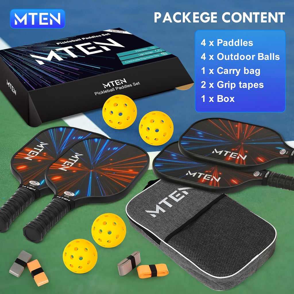 Pickleball Paddles, USAPA Approved Fiberglass Surface Pickleball Set with Pickleball Rackets, Pickleball Paddles Set for Men Women