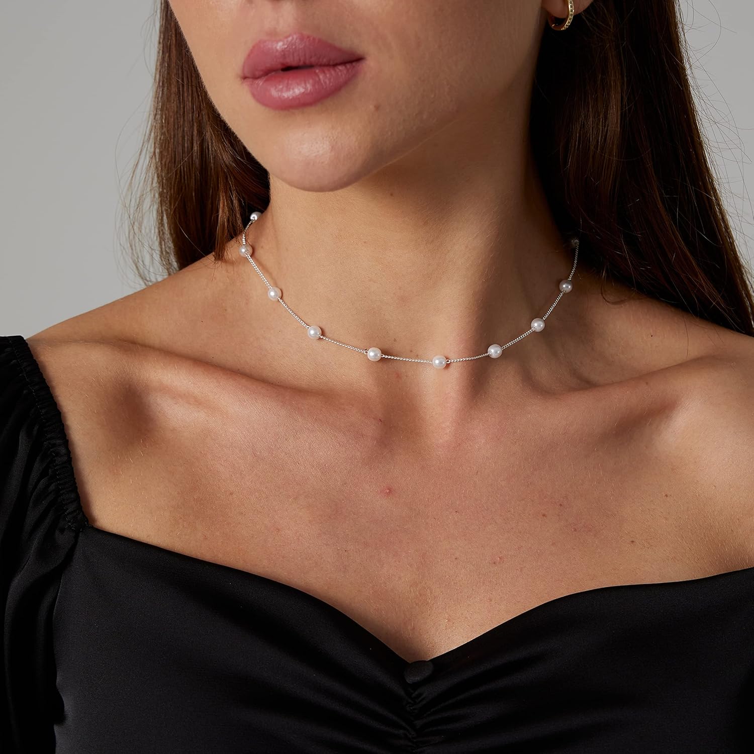 Dainty Pearl Pendant Necklaces for Women 14K Gold Plated Handmade Layered Pearl Chain Necklace Delicate Layered Pearl Necklace Everyday Jewelry Gift