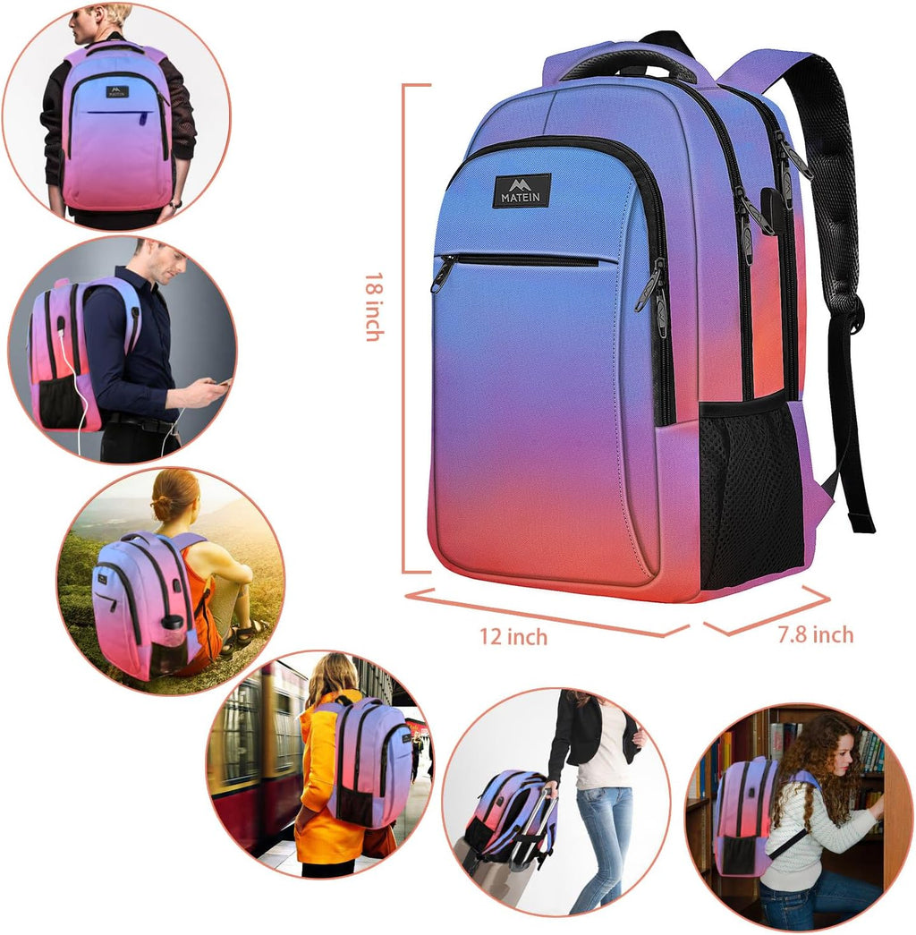 MATEIN Travel Laptop Backpack, Business Anti Theft Slim Sturdy Laptops Backpack with USB Charging Port, Water Resistant College School Computer Bag Gift for Men & Women Fits 15.6 Inch Notebook, Grey