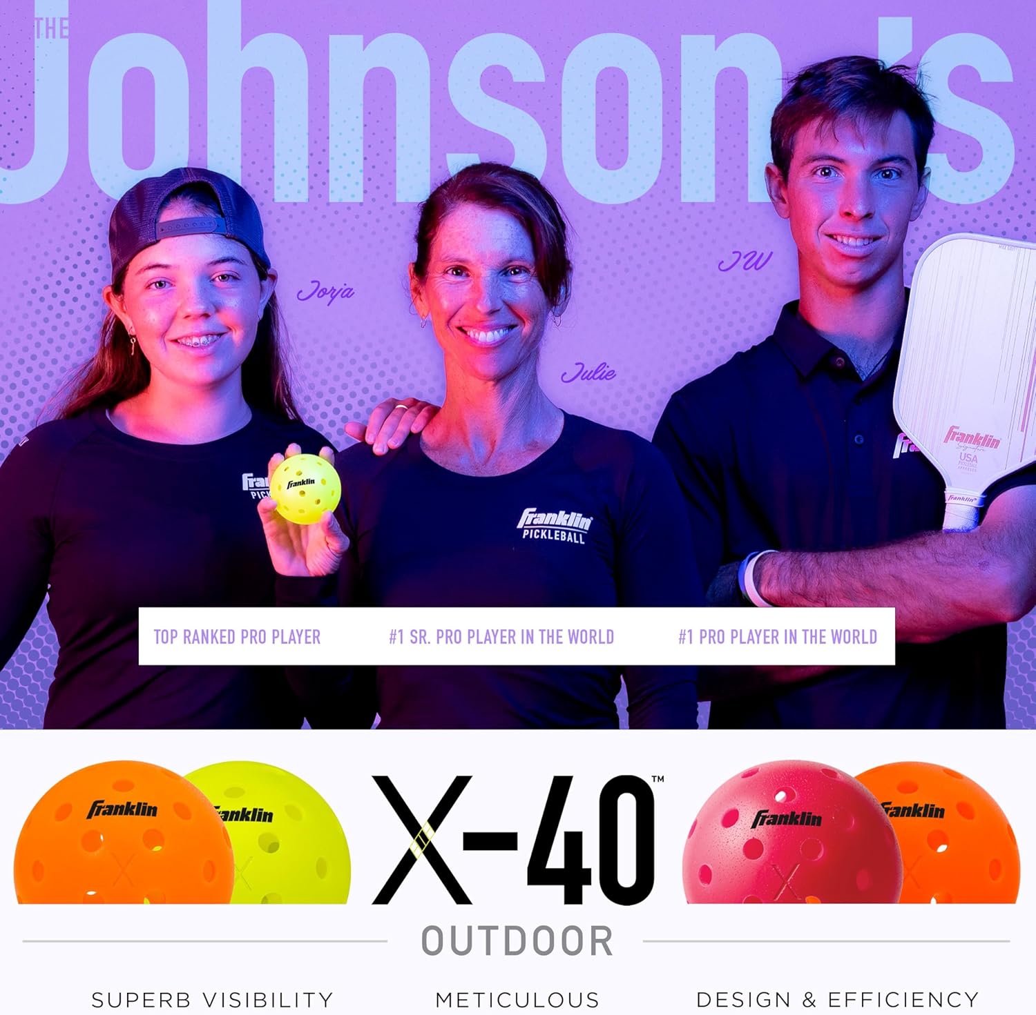 Franklin Sports X-40 Outdoor Pickleballs - Official Ball of USA Pickleball, APP Tour + US Open - Regulation Size