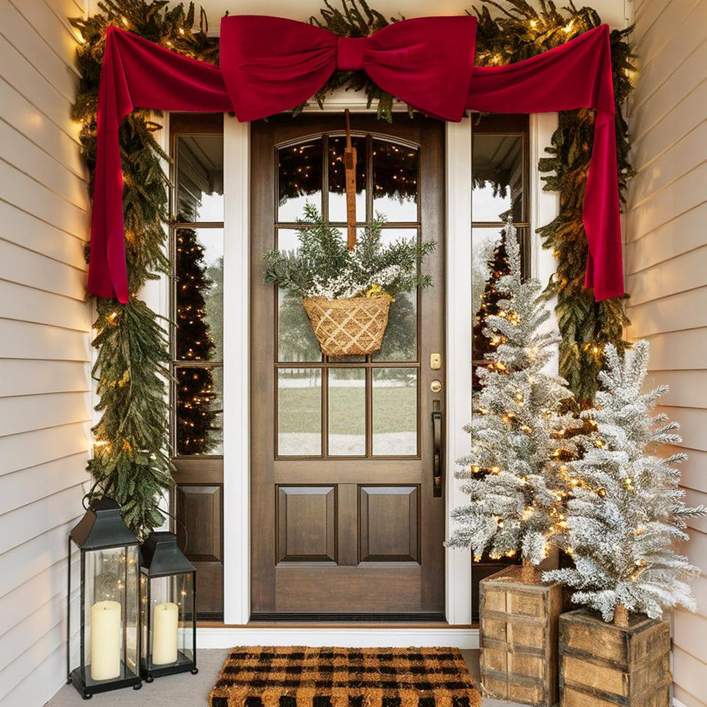 Christmas Decorations - Christmas Decor - 6 Ft Giant Bows for Christmas Tree - Big Red Velvet Bow for Tree Topper Window Wall Mantle - Indoor Home Room Party Valentines Xmas Decoration