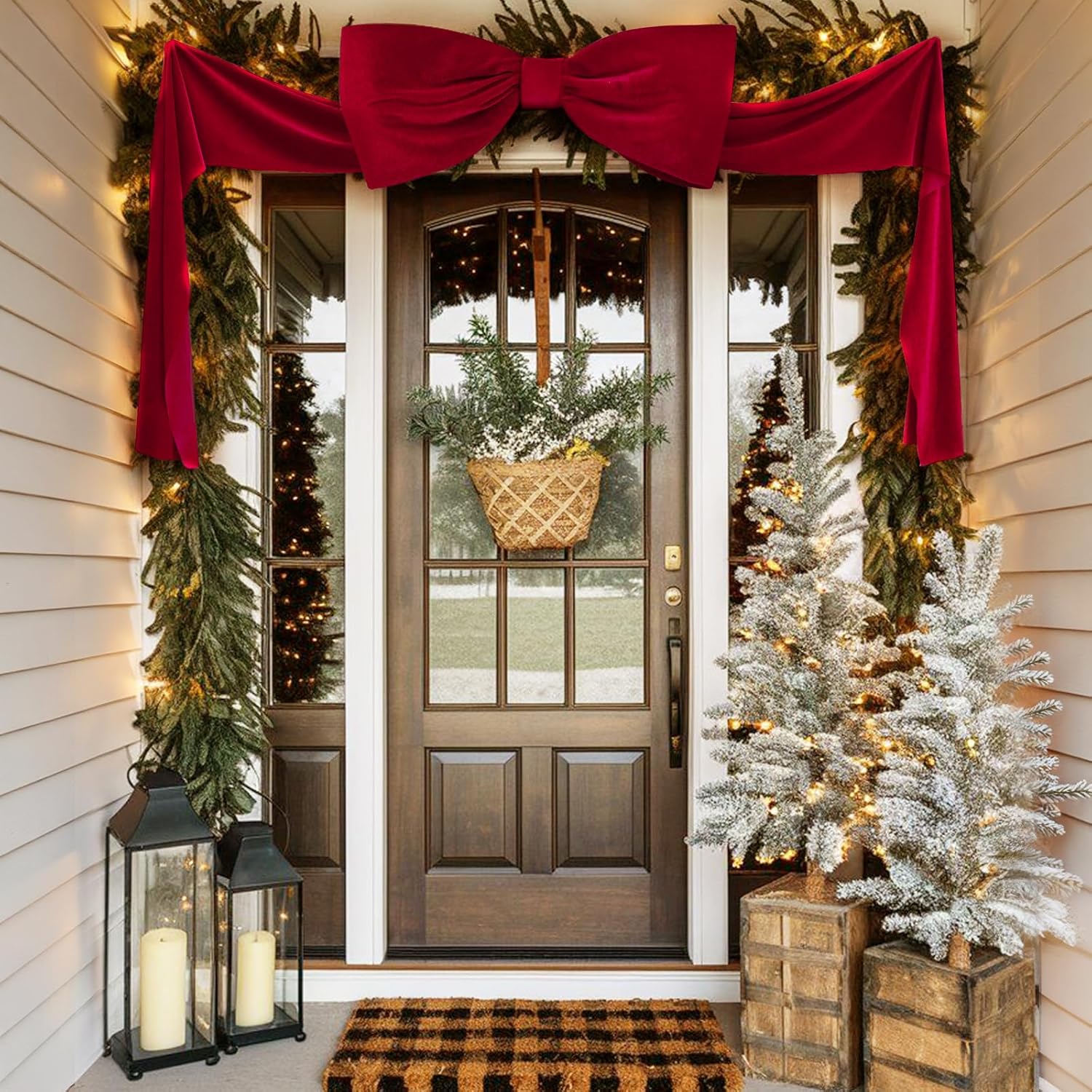 Christmas Decorations - Christmas Decor - 6 Ft Giant Bows for Christmas Tree - Big Red Velvet Bow for Tree Topper Window Wall Mantle - Indoor Home Room Party Valentines Xmas Decoration