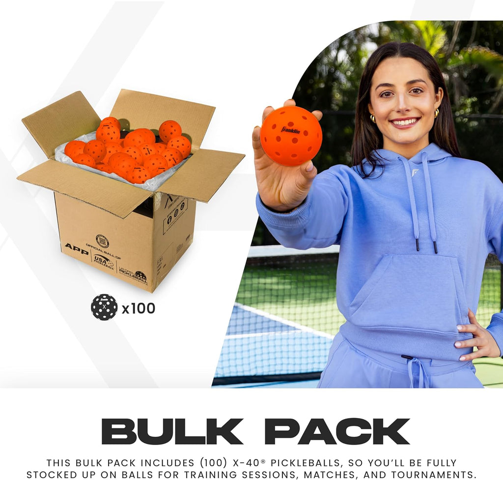 Franklin Sports X-40 Outdoor Pickleballs - Official Ball of USA Pickleball, APP Tour + US Open - Regulation Size