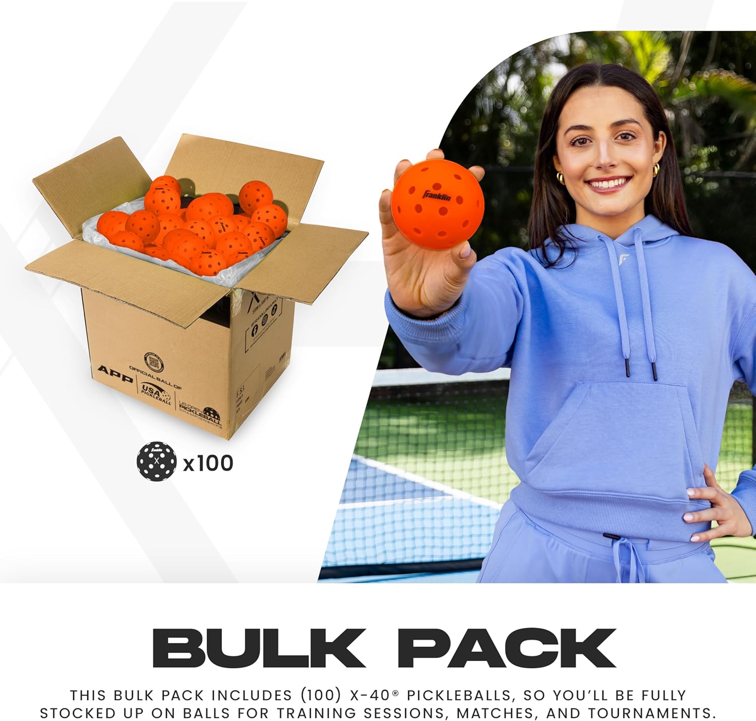 Franklin Sports X-40 Outdoor Pickleballs - Official Ball of USA Pickleball, APP Tour + US Open - Regulation Size