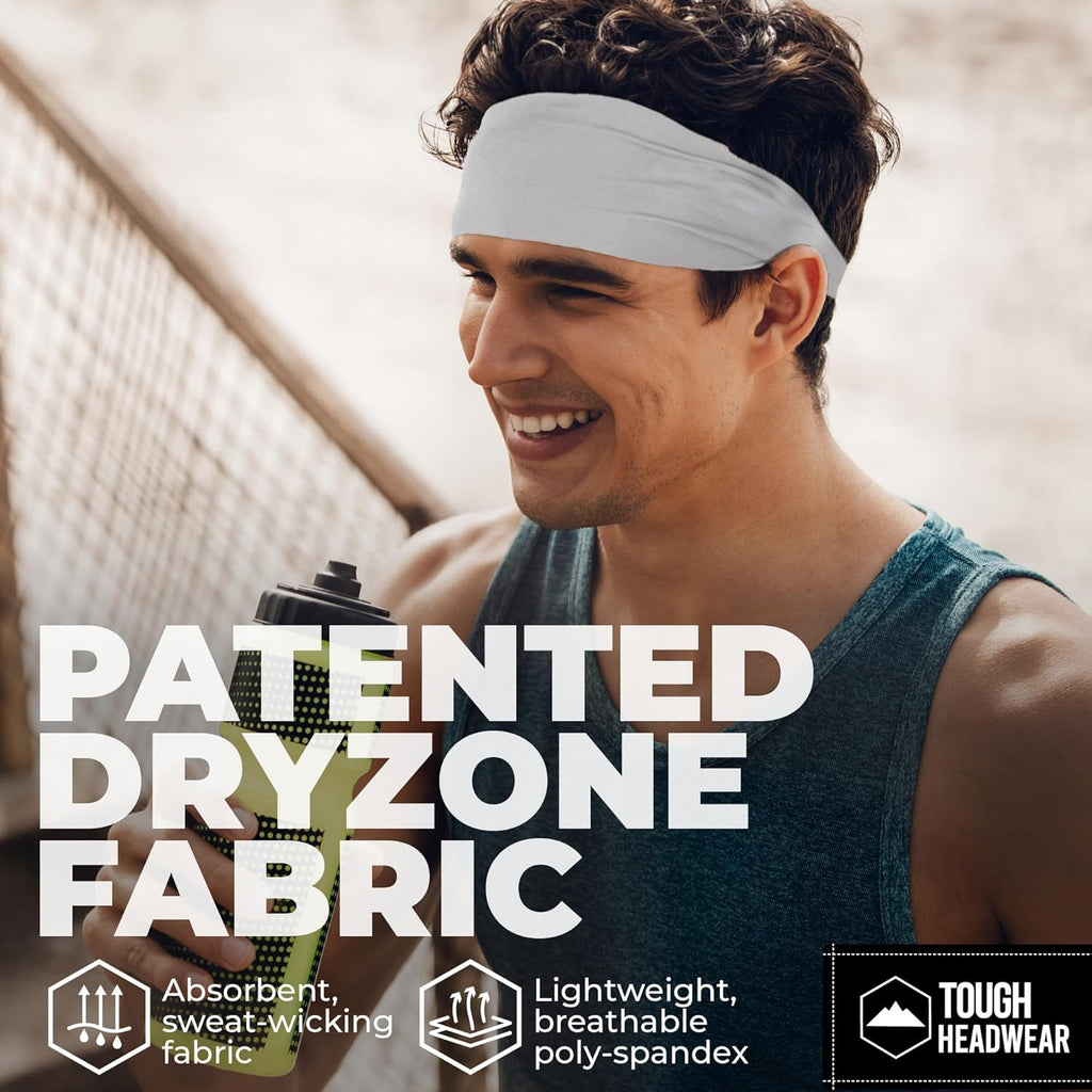 Tough Outfitters Headband for Men - Mens Headbands - Working Out Sports Performance Head Bands - Athletic Cycling Running Sweat Band, Football Headbands - Sweat Bands Men/Women
