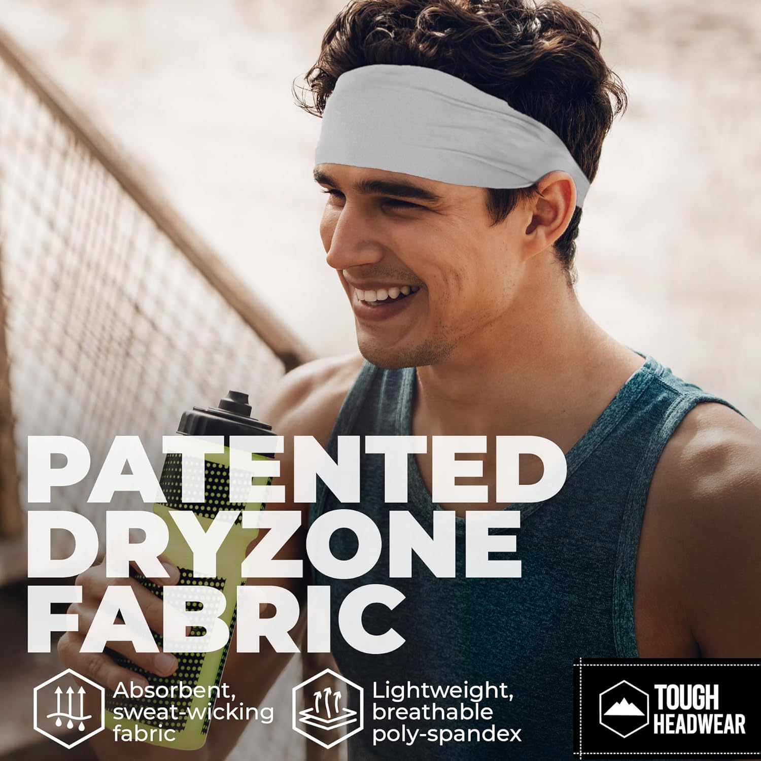 Tough Outfitters Headband for Men - Mens Headbands - Working Out Sports Performance Head Bands - Athletic Cycling Running Sweat Band, Football Headbands - Sweat Bands Men/Women