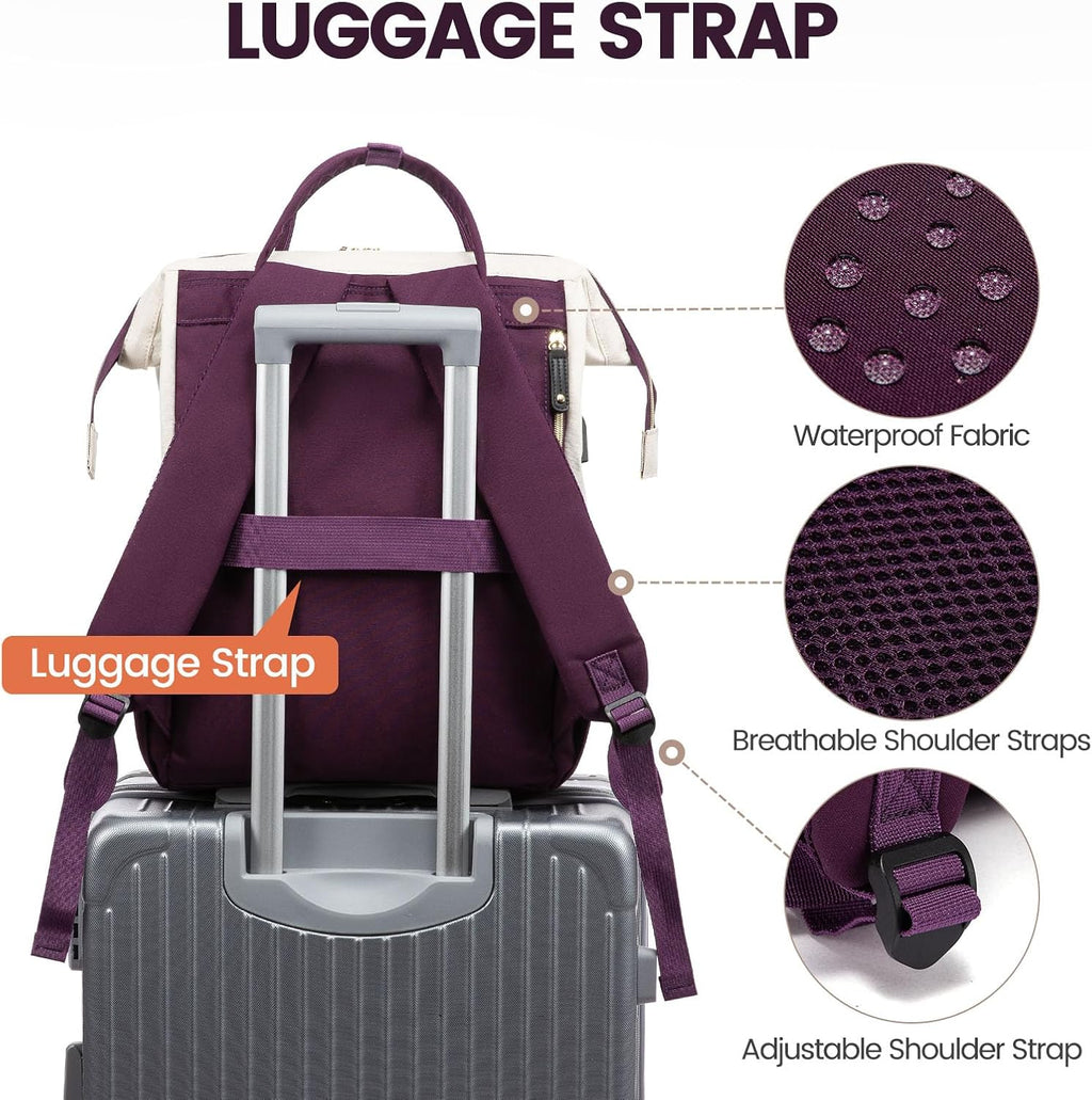 LOVEVOOK Laptop Backpack for Women, 15.6 Inch Work Business Backpacks Purse With Large Capacity, Waterproof Nurse Bag College Bookbag for School, Waterproof Casual Daypack for Travel